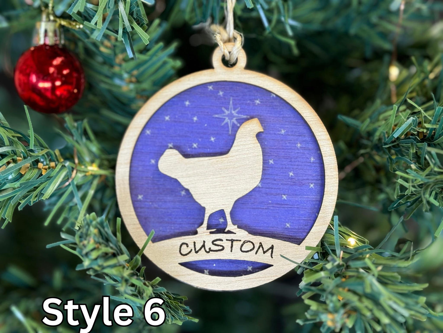 Chicken Ornaments for Christmas, Thank you gift idea, Buyer Gift, or 4H Club, livestock, animal, farm, rustic, wooden
