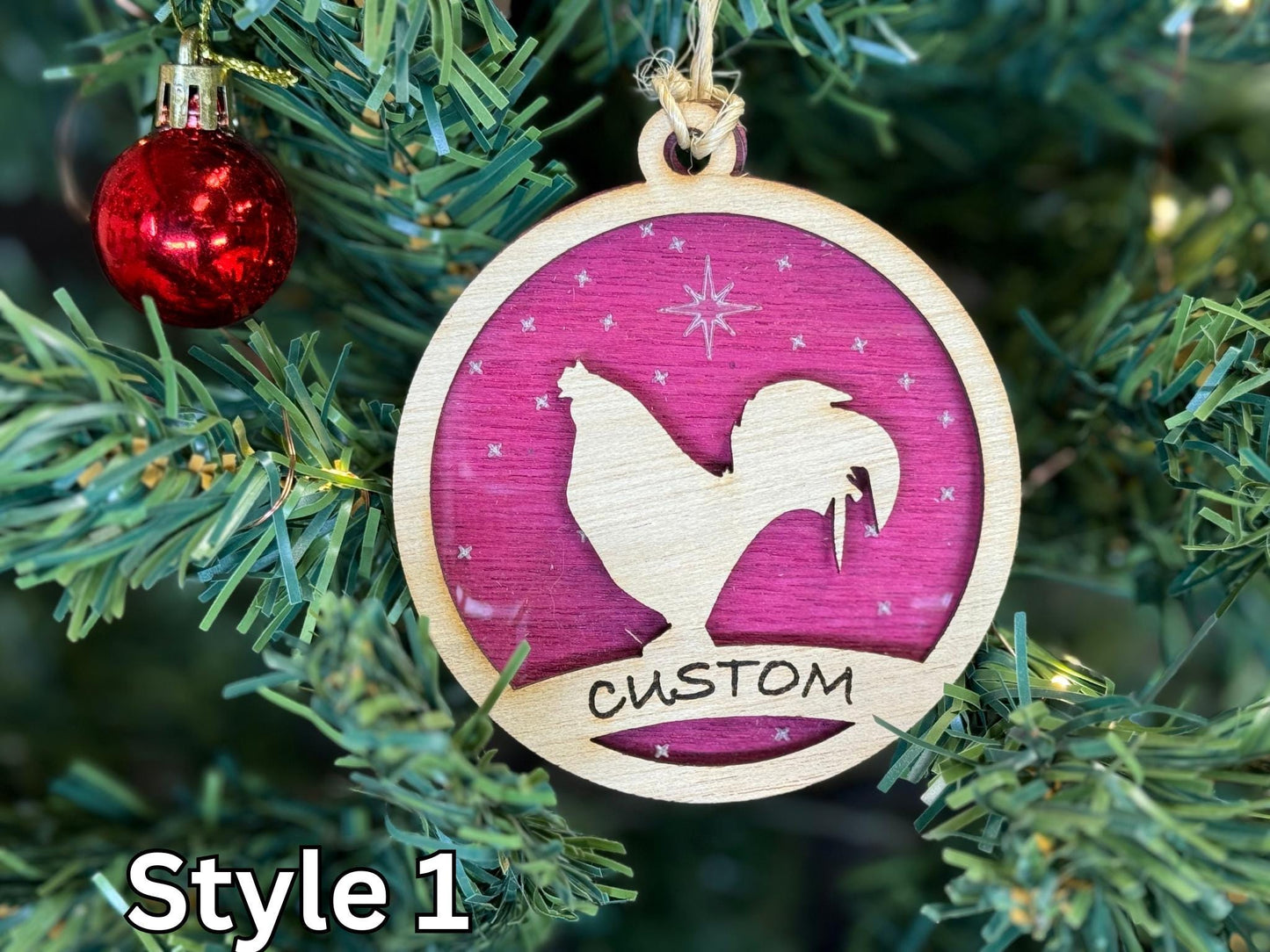 Chicken Ornaments for Christmas, Thank you gift idea, Buyer Gift, or 4H Club, livestock, animal, farm, rustic, wooden