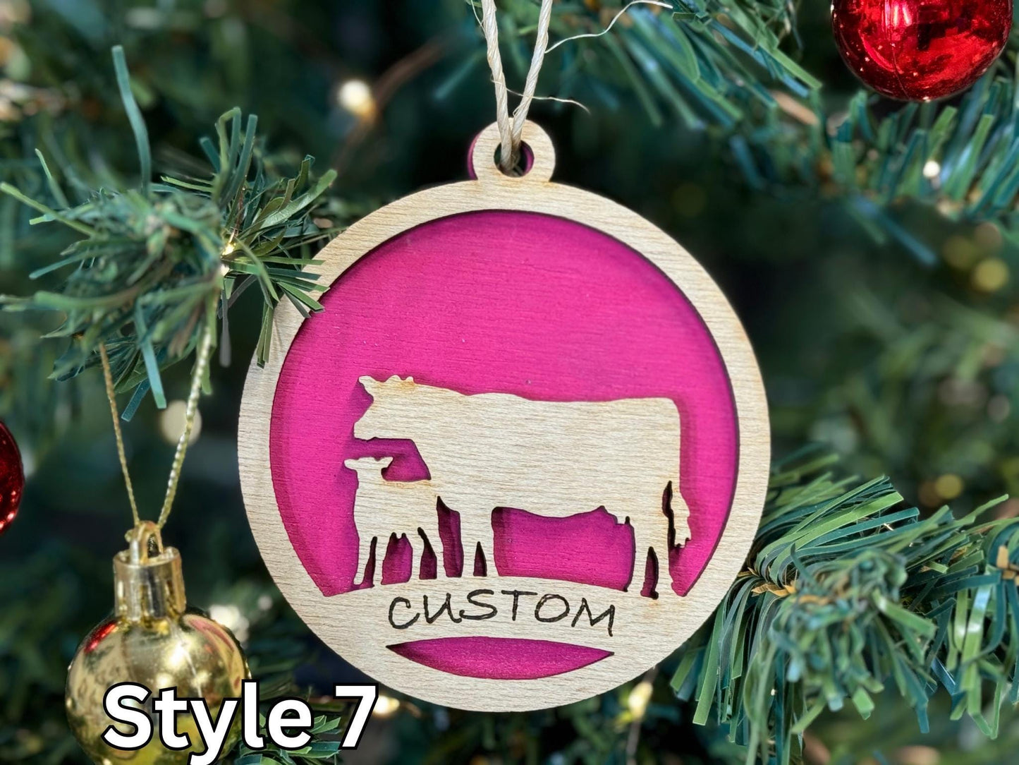 Cattle Ornaments for Christmas, livestock, animal, farm, rustic, wooden, gift idea, award, Cow, Steer, Heifer thank you gift, buyers gift