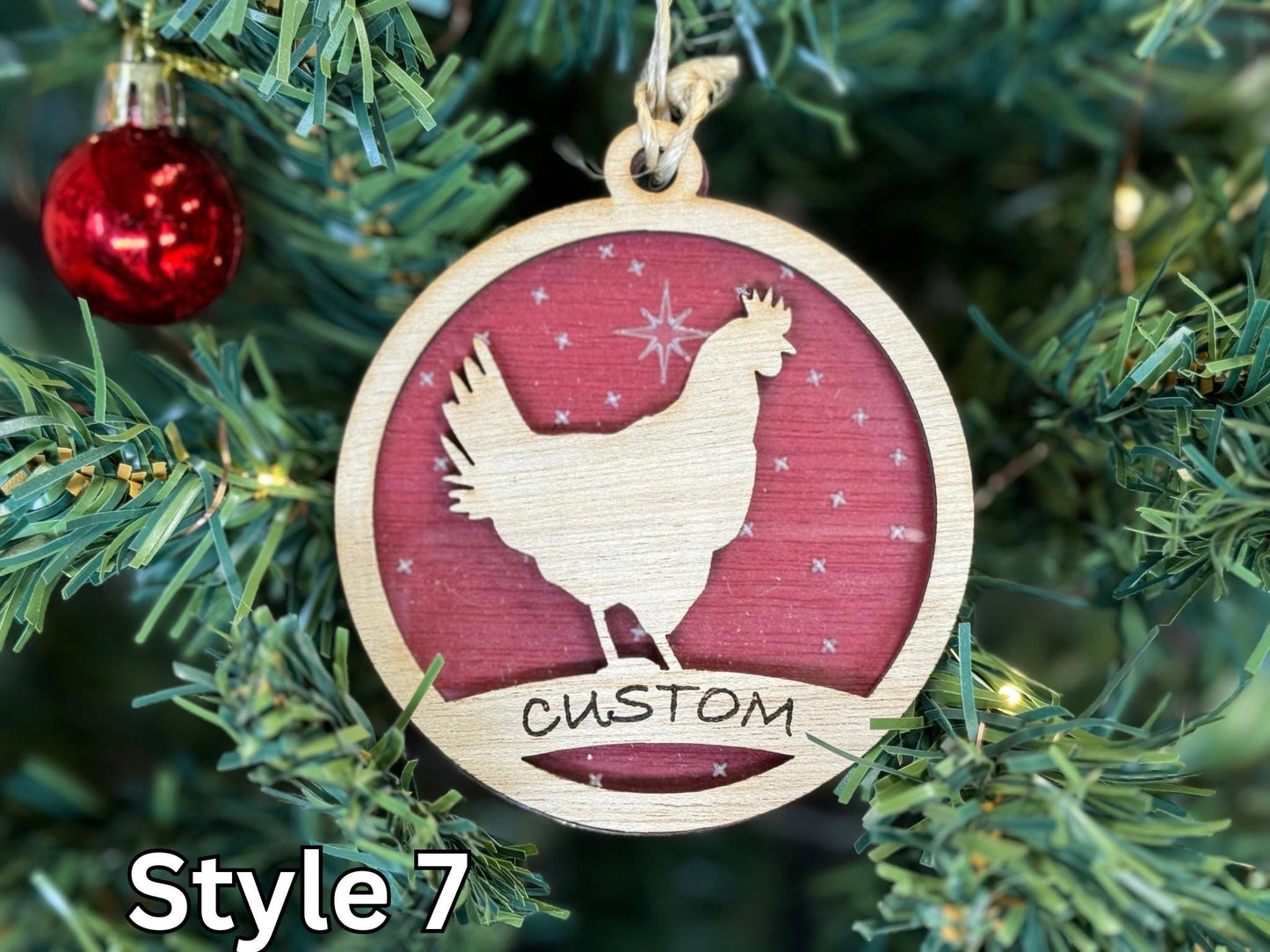 Chicken Ornaments for Christmas, Thank you gift idea, Buyer Gift, or 4H Club, livestock, animal, farm, rustic, wooden