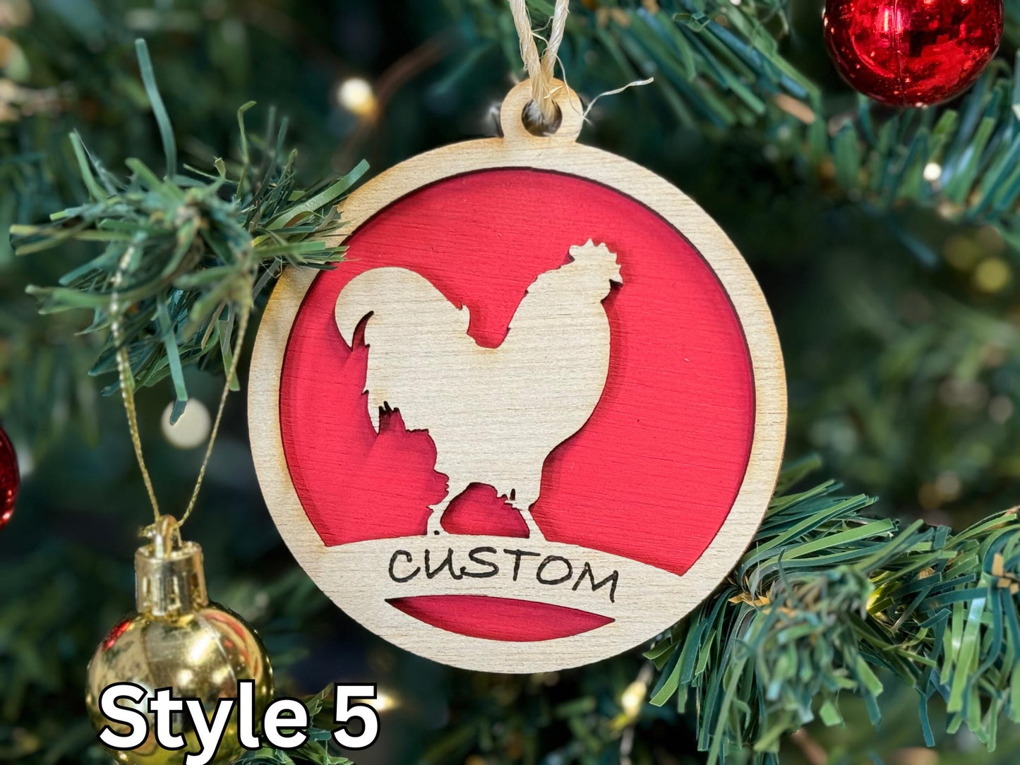 Chicken Ornaments for Christmas, livestock, animal, farm, rustic, wooden, gift idea, award, market chicken buyer gift, thank you gift