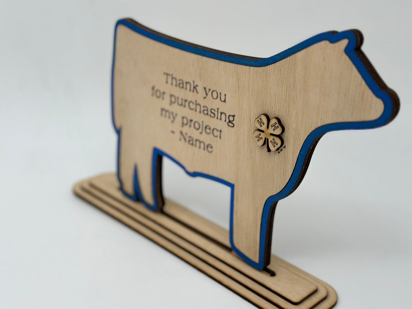 Cattle-Market Steer Handcrafted Wooden Buyers Thank You Gift or Sponsor Gift for Auctions Perfect County Fair Junior Livestock Show Award Trophy 4H