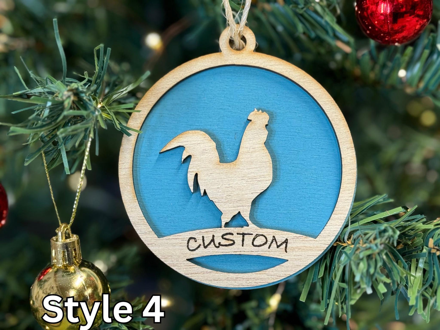 Chicken Ornaments for Christmas, livestock, animal, farm, rustic, wooden, gift idea, award, market chicken buyer gift, thank you gift