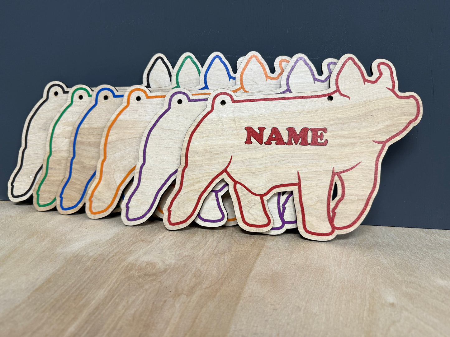 Market Hog Stall Sign Customizable Wooden Pig