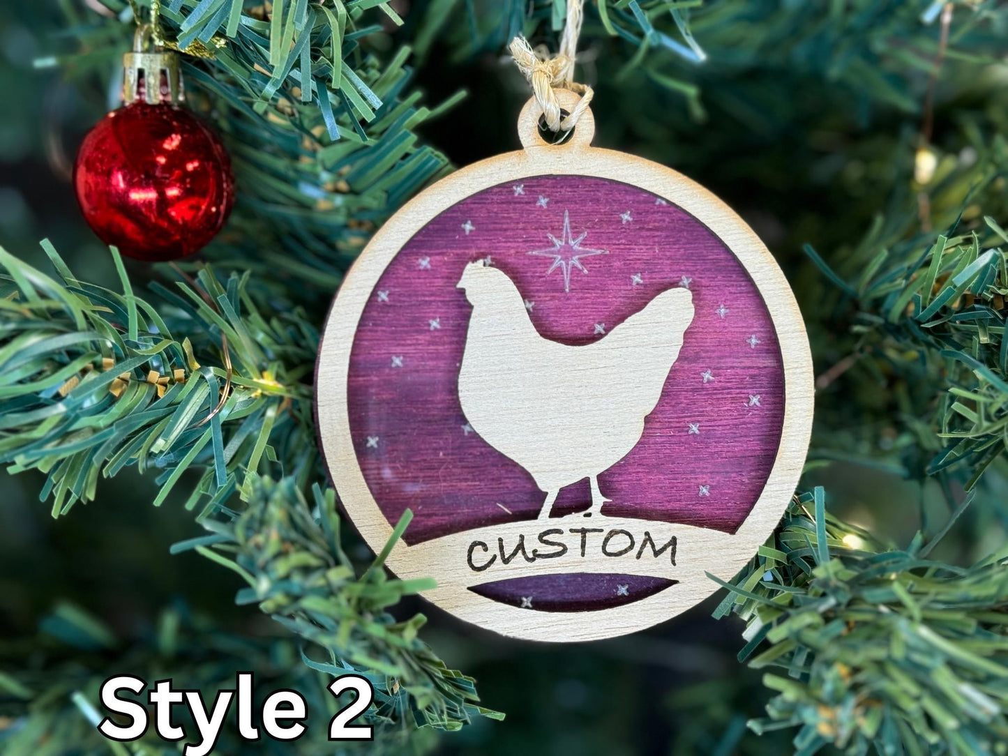 Chicken Ornaments for Christmas, Thank you gift idea, Buyer Gift, or 4H Club, livestock, animal, farm, rustic, wooden