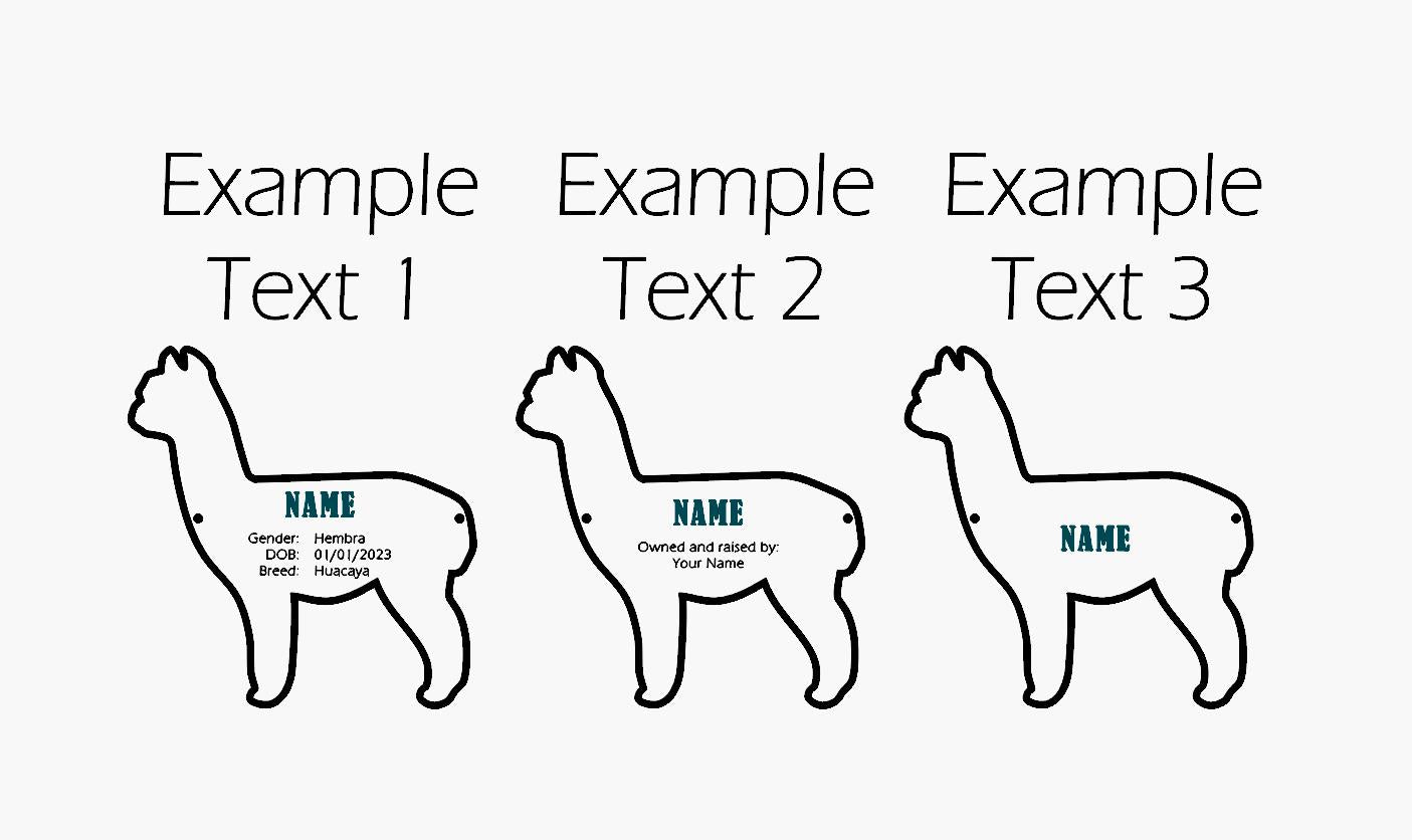 Alpaca Stall tag or name plate label for fairs and livestock shows