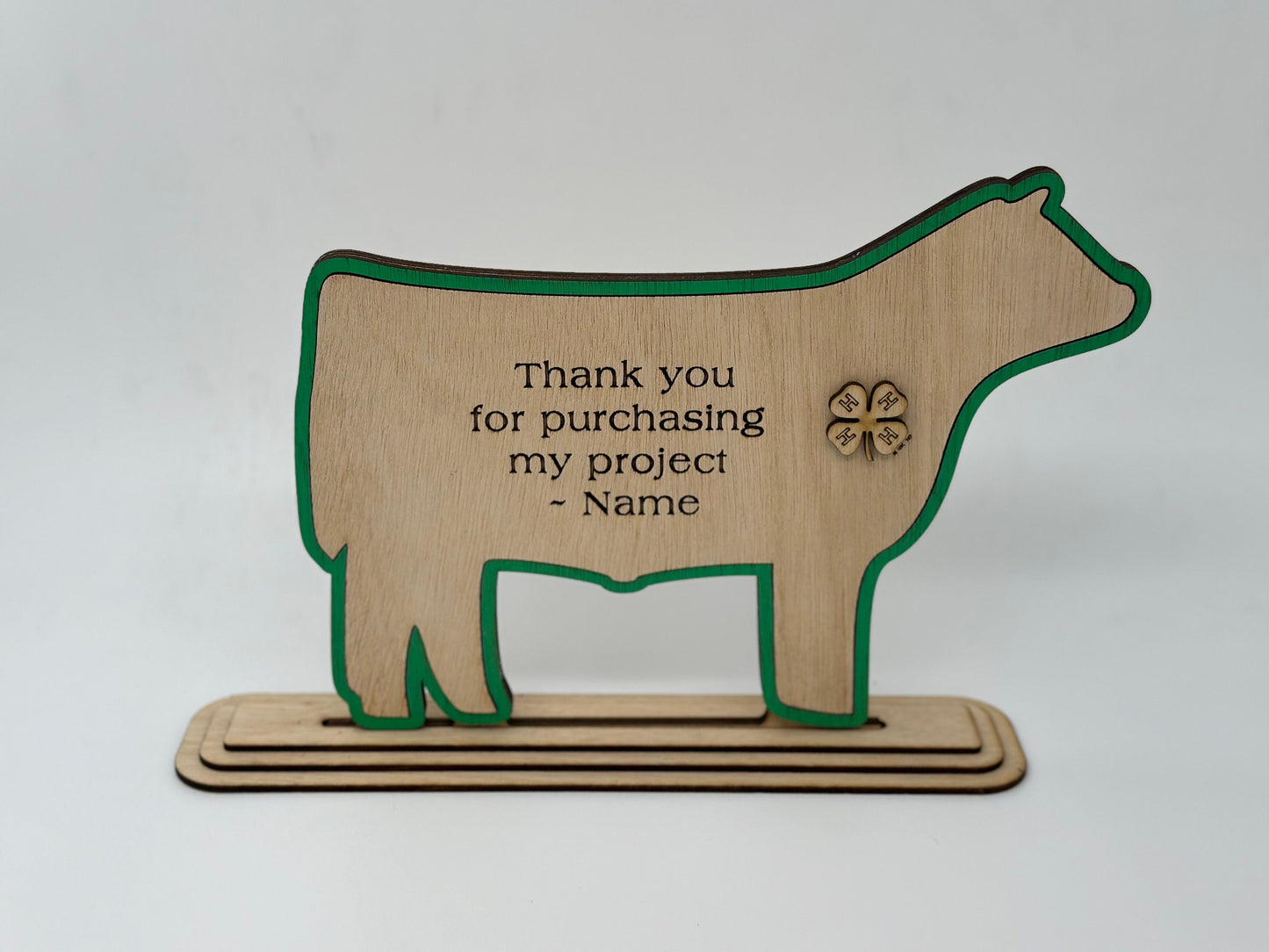 Cattle-Market Steer Handcrafted Wooden Buyers Thank You Gift or Sponsor Gift for Auctions Perfect County Fair Junior Livestock Show Award Trophy 4H