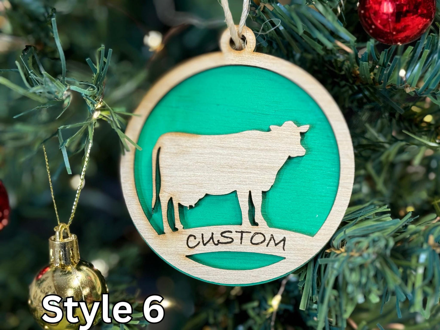 Cattle Ornaments for Christmas, livestock, animal, farm, rustic, wooden, gift idea, award, Cow, Steer, Heifer thank you gift, buyers gift