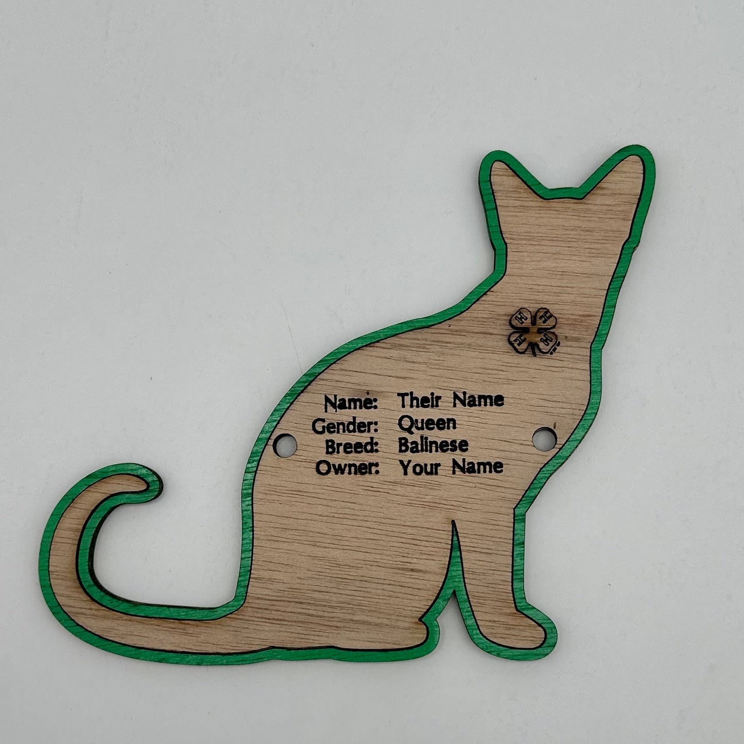 Cat cage tag pen stall name plate label for livestock shows Queen Feline
