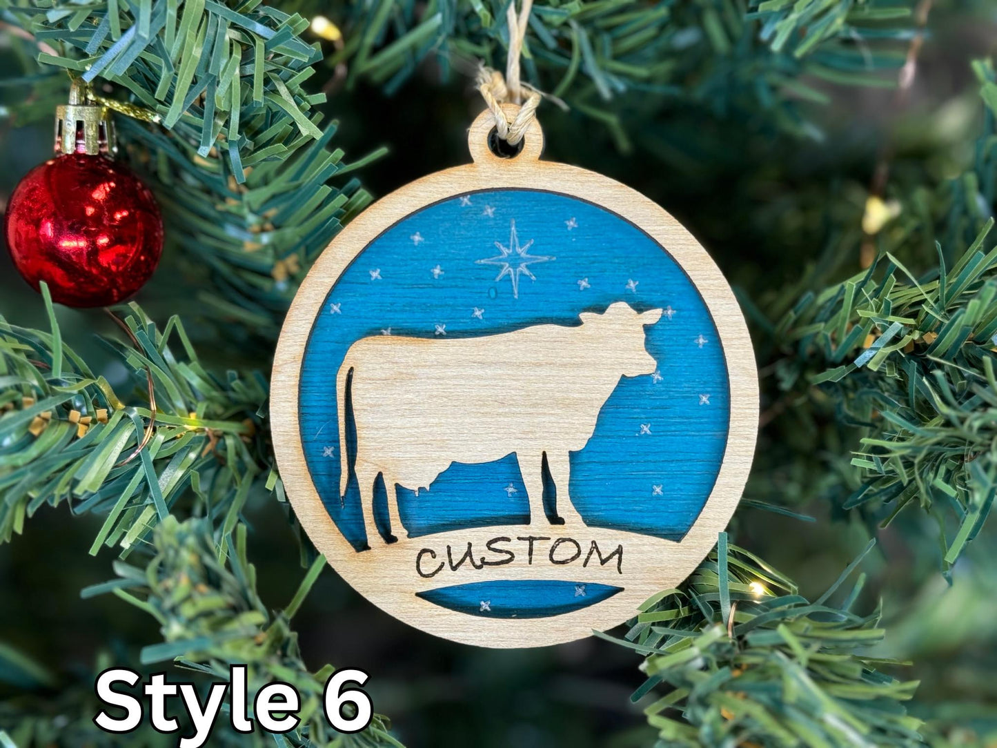 Cattle Ornaments for Christmas, Thank you gift idea, Buyer Gift, or 4H Club, livestock, animal, farm, rustic, wooden steer heifer cow