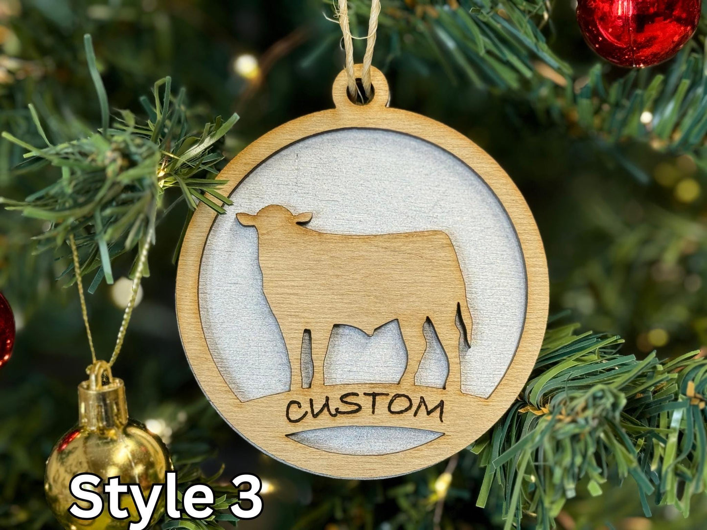 Cattle Ornaments for Christmas, livestock, animal, farm, rustic, wooden, gift idea, award, Cow, Steer, Heifer thank you gift, buyers gift
