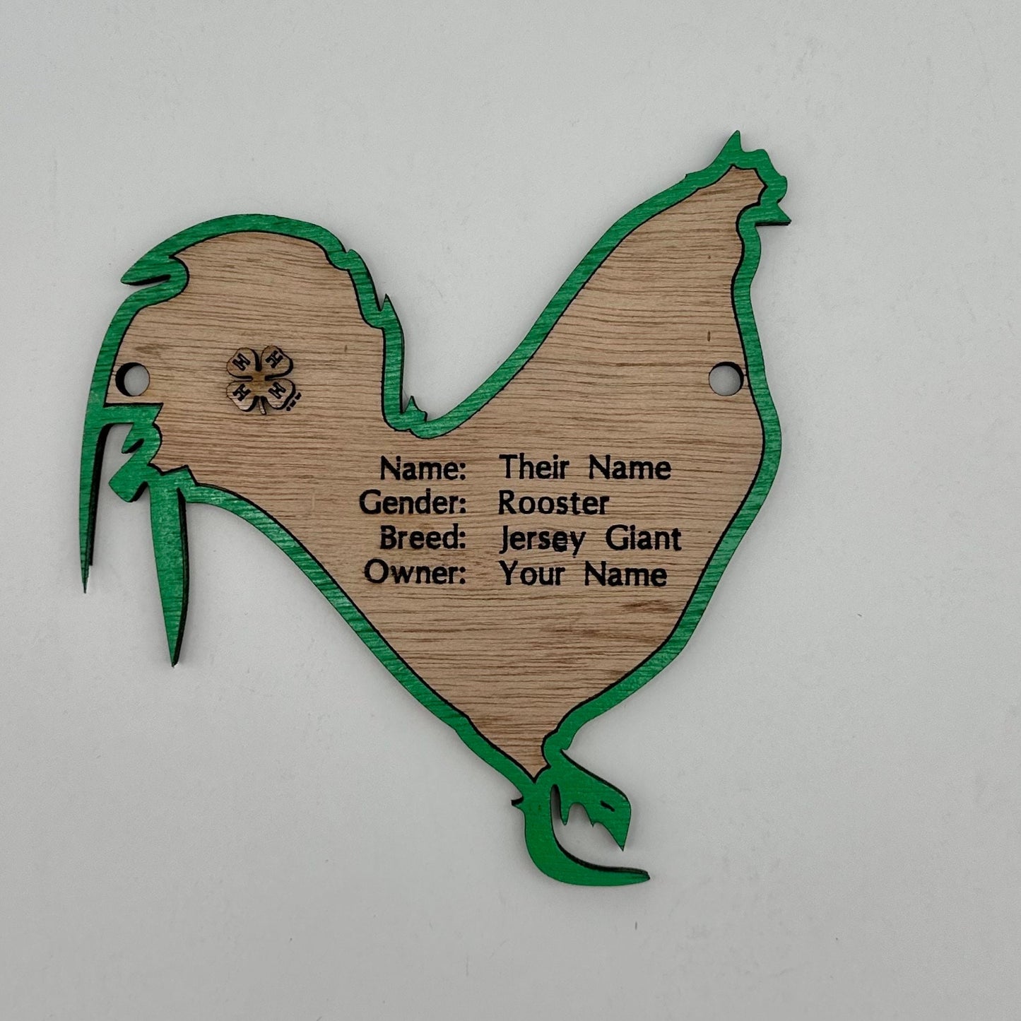 Chicken-Rooster cage tag pen stall name plate label for livestock shows chicken poulty