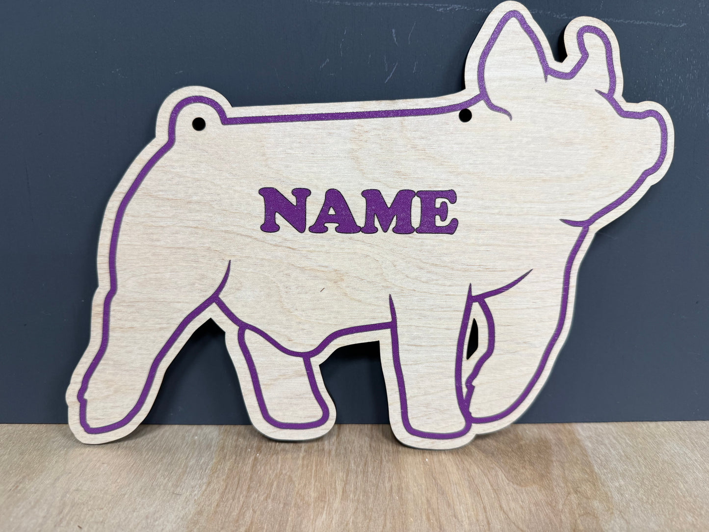 Market Hog Stall Sign Customizable Wooden Pig