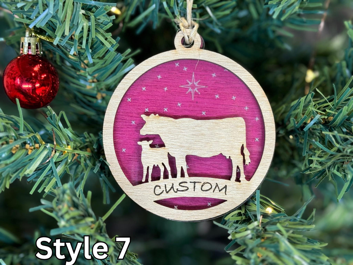 Cattle Ornaments for Christmas, Thank you gift idea, Buyer Gift, or 4H Club, livestock, animal, farm, rustic, wooden steer heifer cow