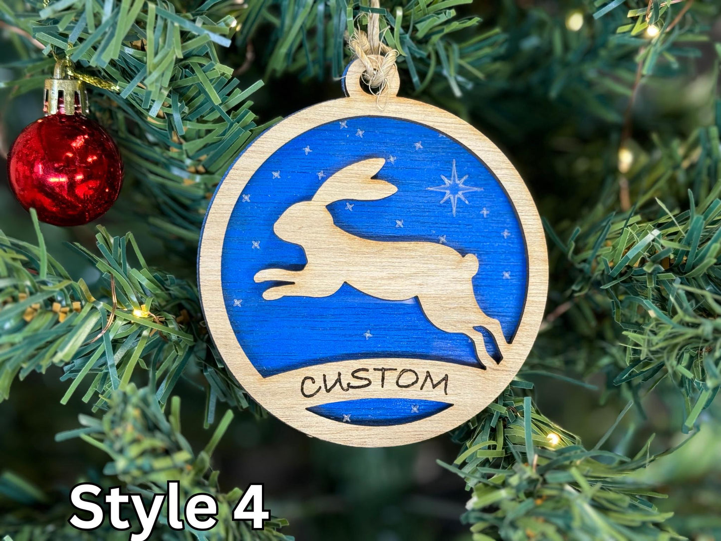 Rabbit Ornaments for Christmas, Thank you gift idea or 4H Club, livestock, animal, farm, rustic, wooden