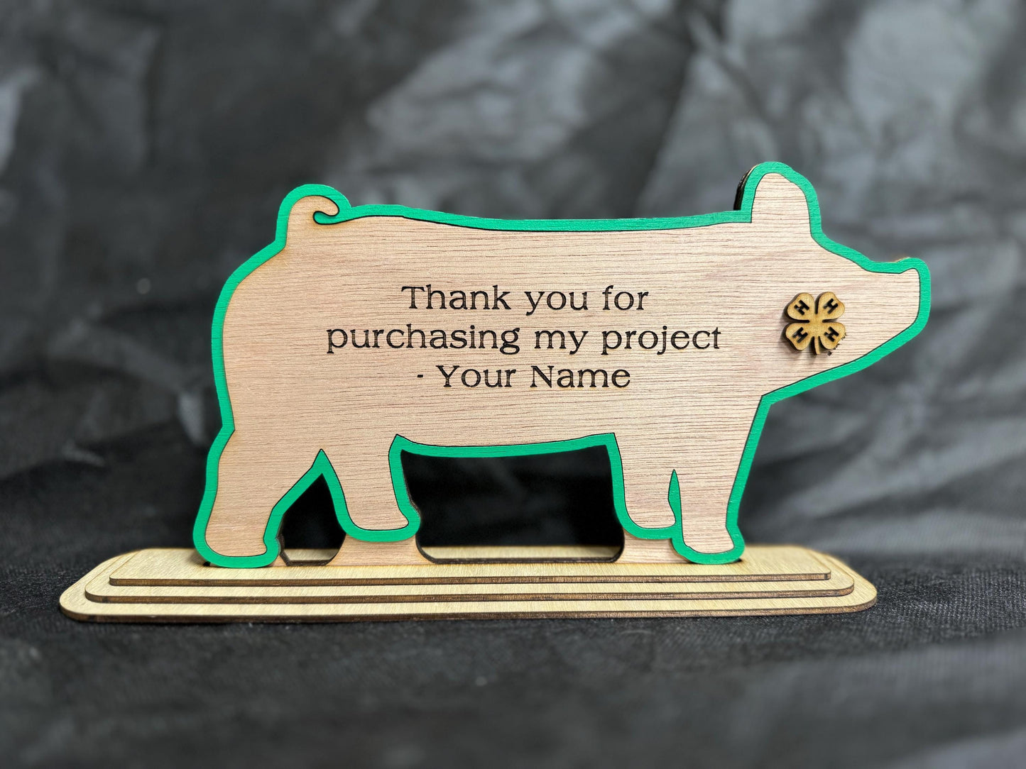 Pig Market Hog Barrow Wooden Buyers Thank You Gift Sponsor Gift for Auctions Perfect County Fair Livestock Show Award Trophy 4H