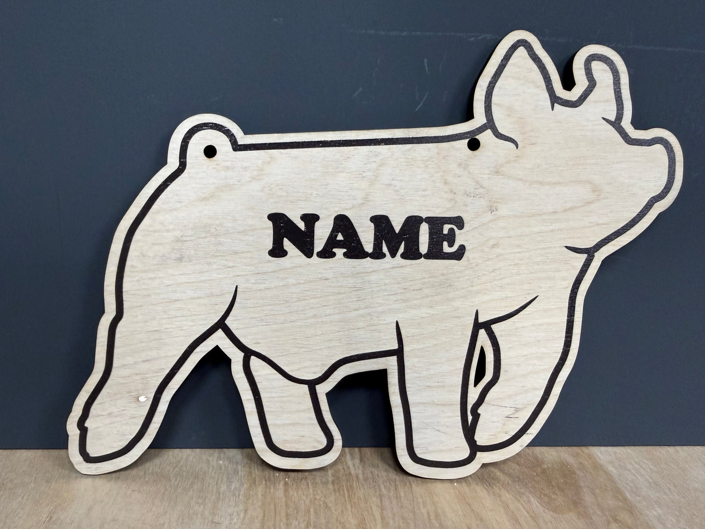 Market Hog Stall Sign Customizable Wooden Pig