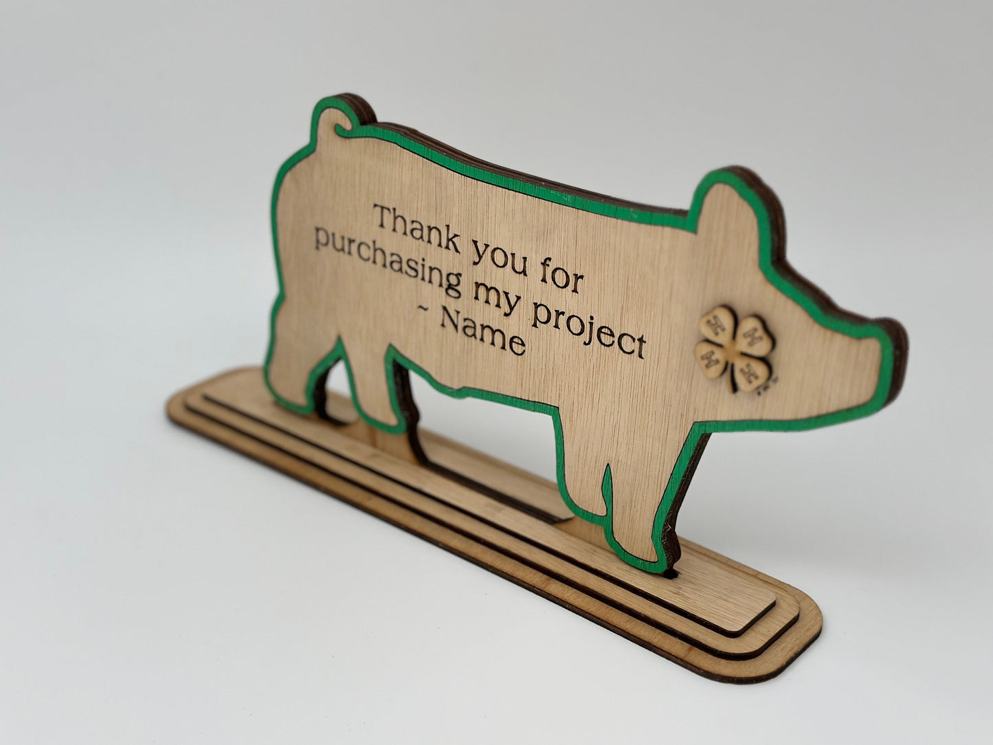 Pig Market Hog Barrow Wooden Buyers Thank You Gift Sponsor Gift for Auctions Perfect County Fair Livestock Show Award Trophy 4H