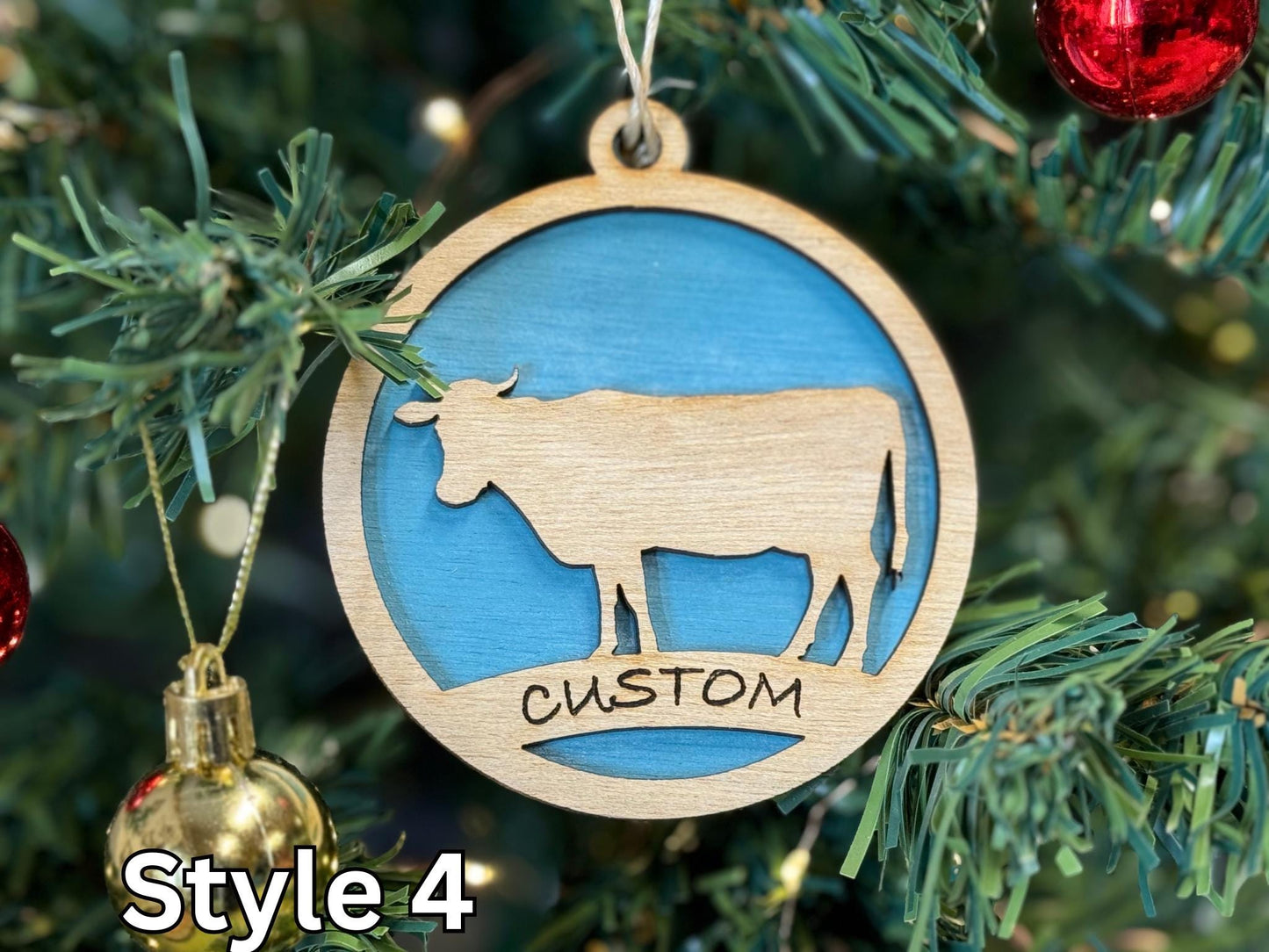 Cattle Ornaments for Christmas, livestock, animal, farm, rustic, wooden, gift idea, award, Cow, Steer, Heifer thank you gift, buyers gift