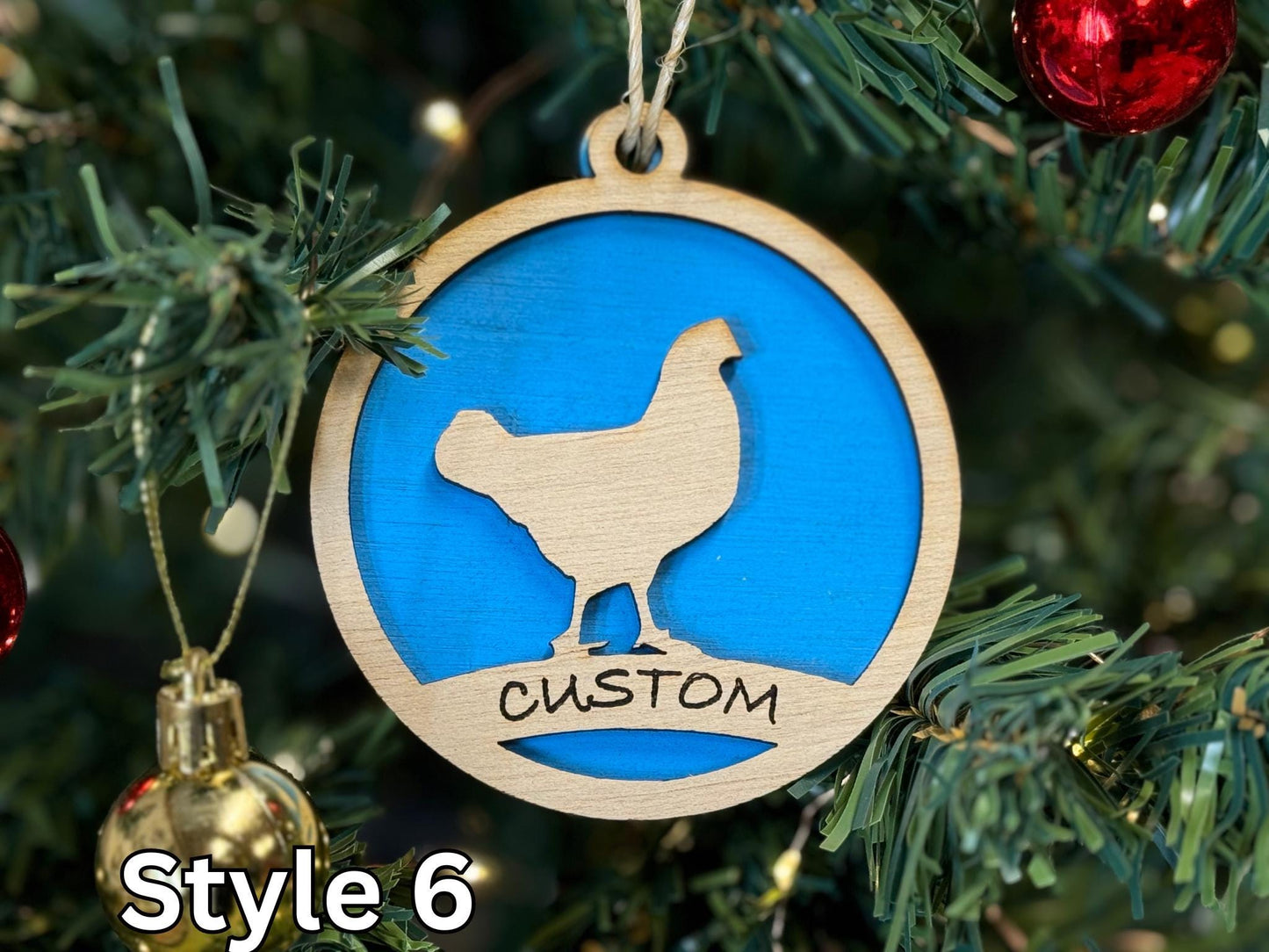 Chicken Ornaments for Christmas, livestock, animal, farm, rustic, wooden, gift idea, award, market chicken buyer gift, thank you gift
