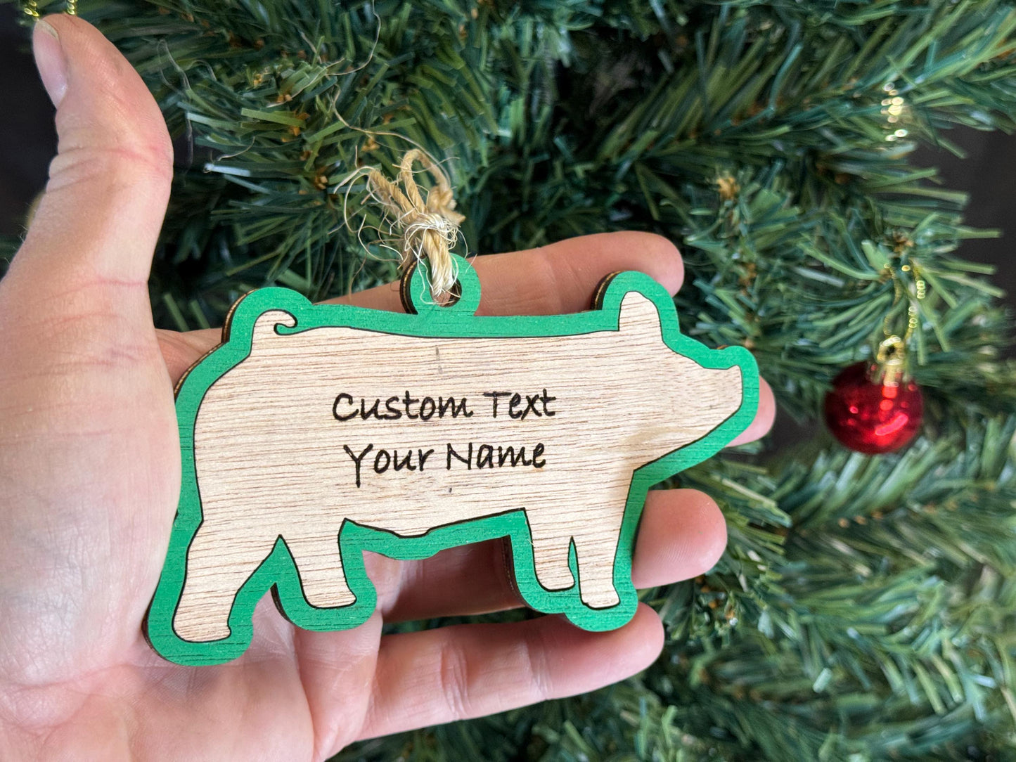Pig Ornament for Pig Lovers on Christmas. Good for a Buyers Gift, Thank you Gifts, Pig Gift or for Pig Mom or Market Pig Project