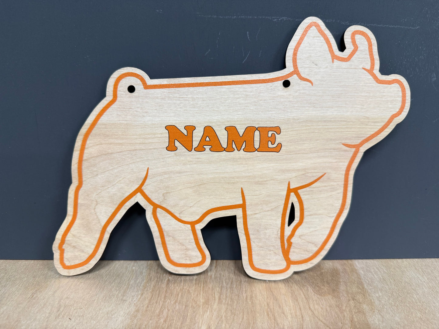 Market Hog Stall Sign Customizable Wooden Pig