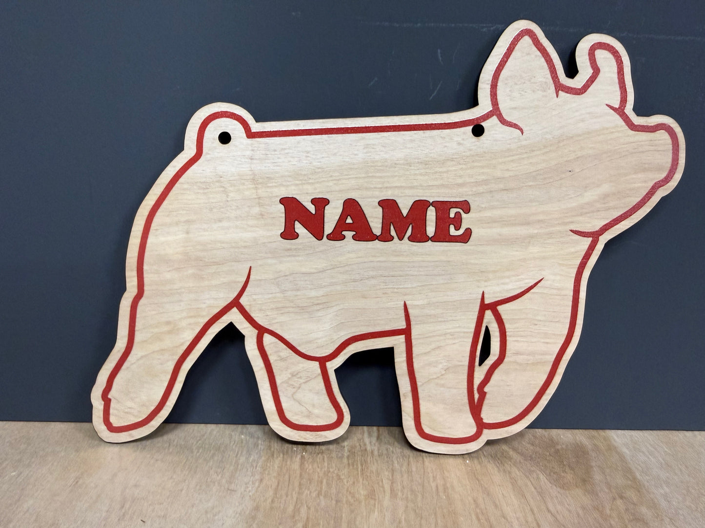 Market Hog Stall Sign Customizable Wooden Pig