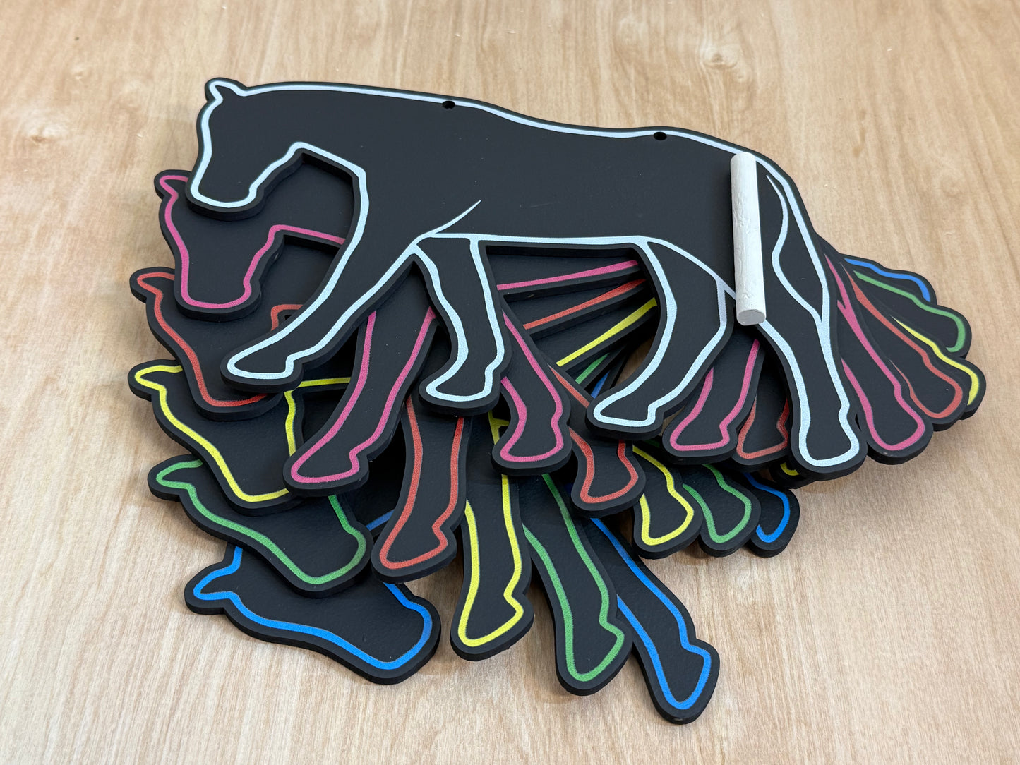 Horse Chalkboard Sign, 11x7 Stall Name Plate, Custom Color Outline, Reusable Message Board, Barn Decor, Gift for Horse Lovers