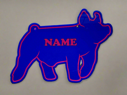 Hog stall sign made from acrylic plastic that is customizable