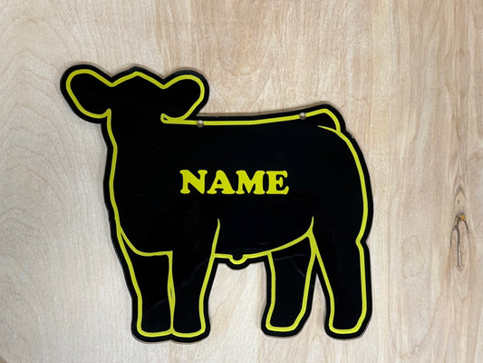 Steer stall sign made from acrylic plastic customizable