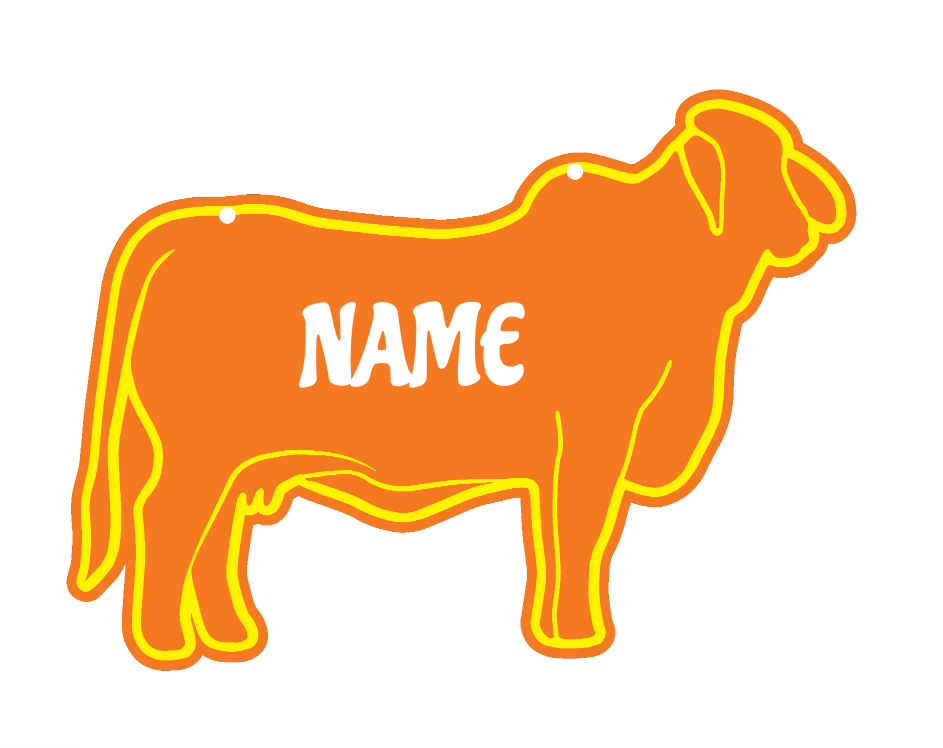 Brahman stall sign made from acrylic plastic customizable