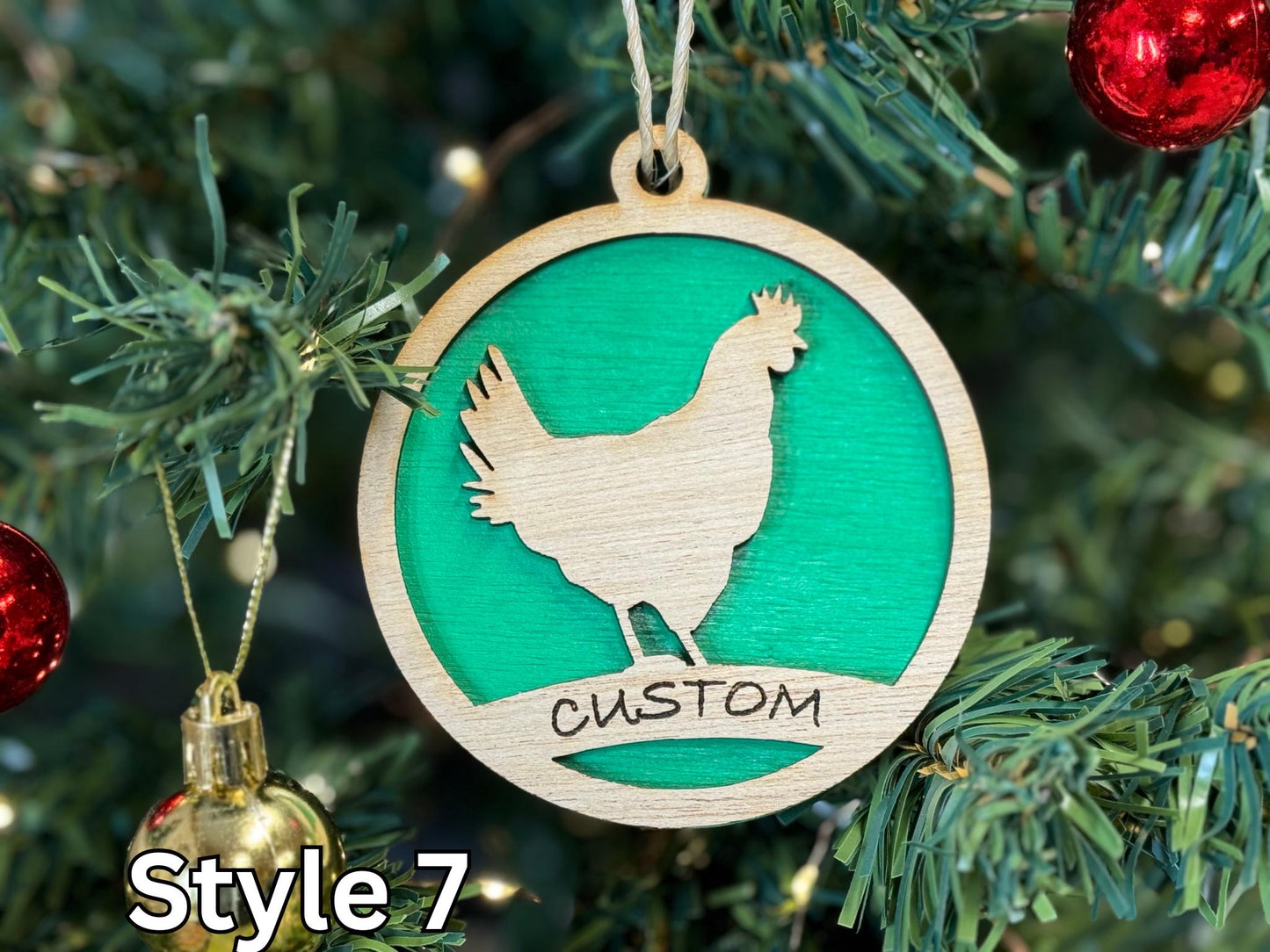 Chicken Ornaments for Christmas, livestock, animal, farm, rustic, wooden, gift idea, award, market chicken buyer gift, thank you gift