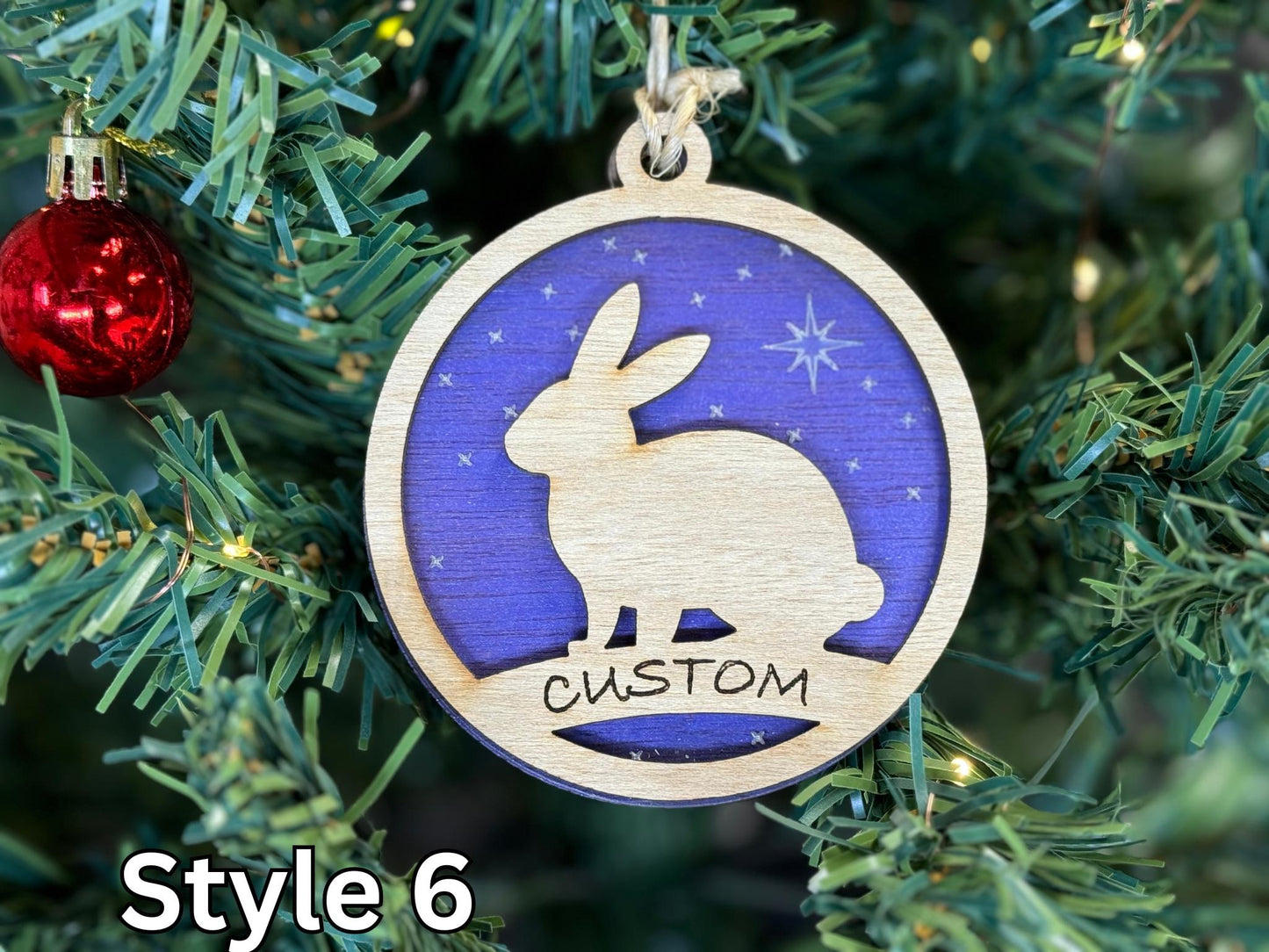 Rabbit Ornaments for Christmas, Thank you gift idea or 4H Club, livestock, animal, farm, rustic, wooden