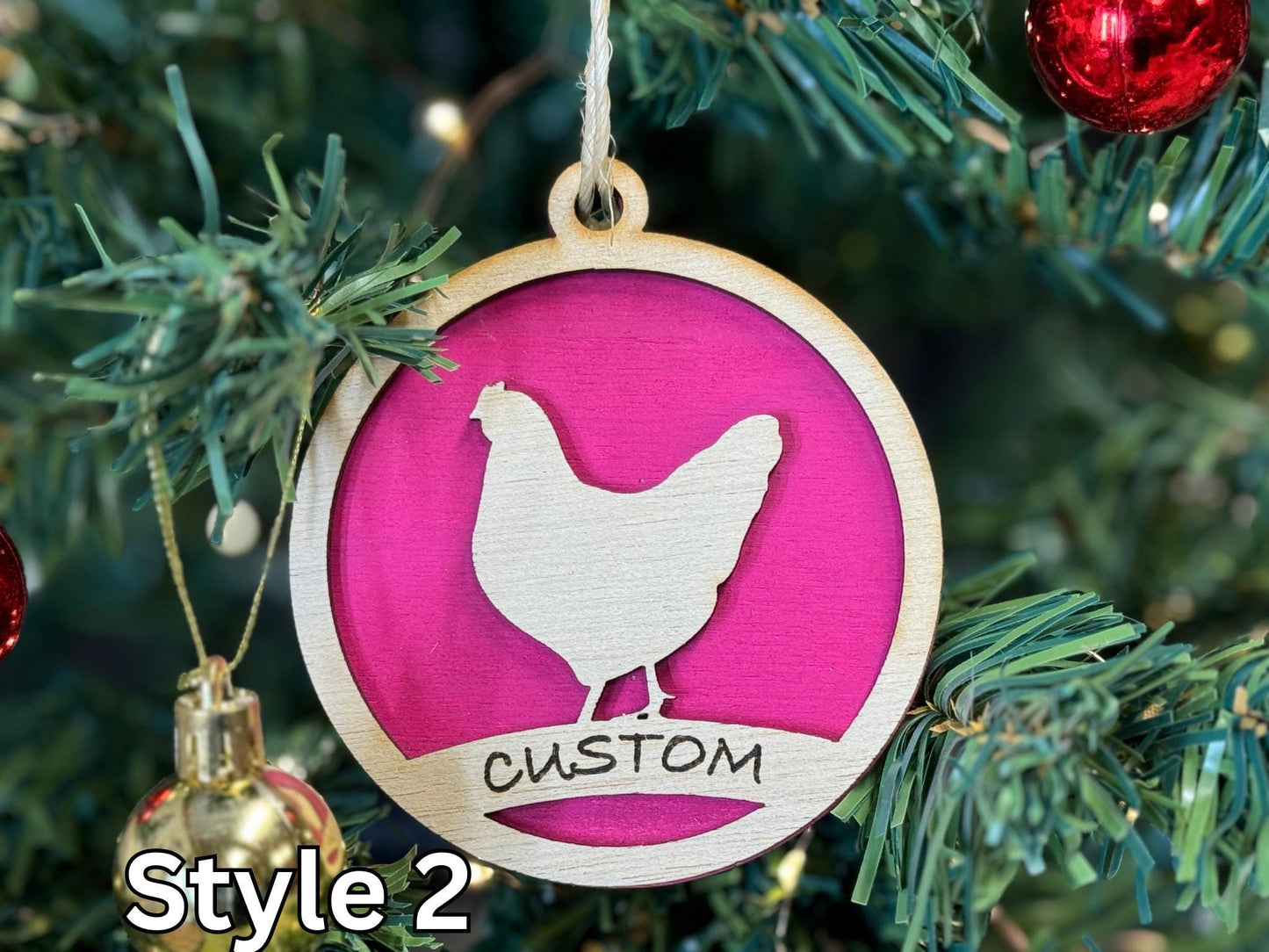 Chicken Ornaments for Christmas, livestock, animal, farm, rustic, wooden, gift idea, award, market chicken buyer gift, thank you gift