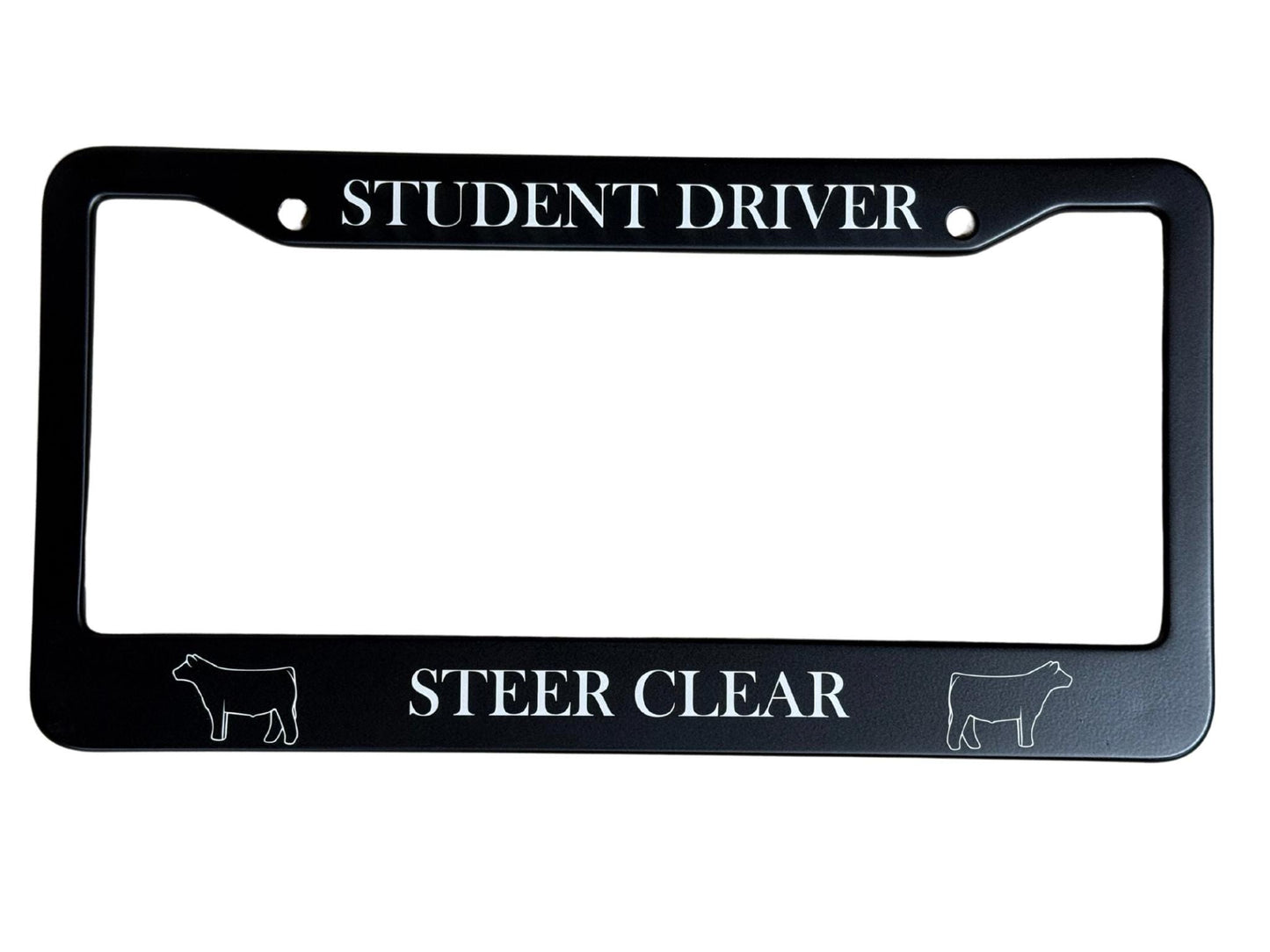 Student Driver Steer Clear license plate cover for steer lovers and student drivers
