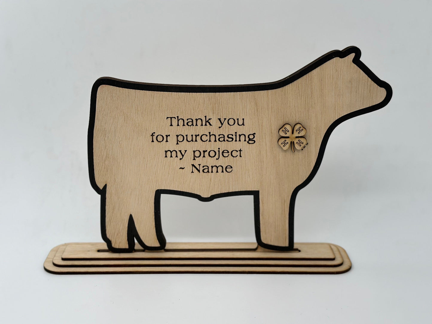 Cattle-Market Steer Handcrafted Wooden Buyers Thank You Gift or Sponsor Gift for Auctions Perfect County Fair Junior Livestock Show Award Trophy 4H
