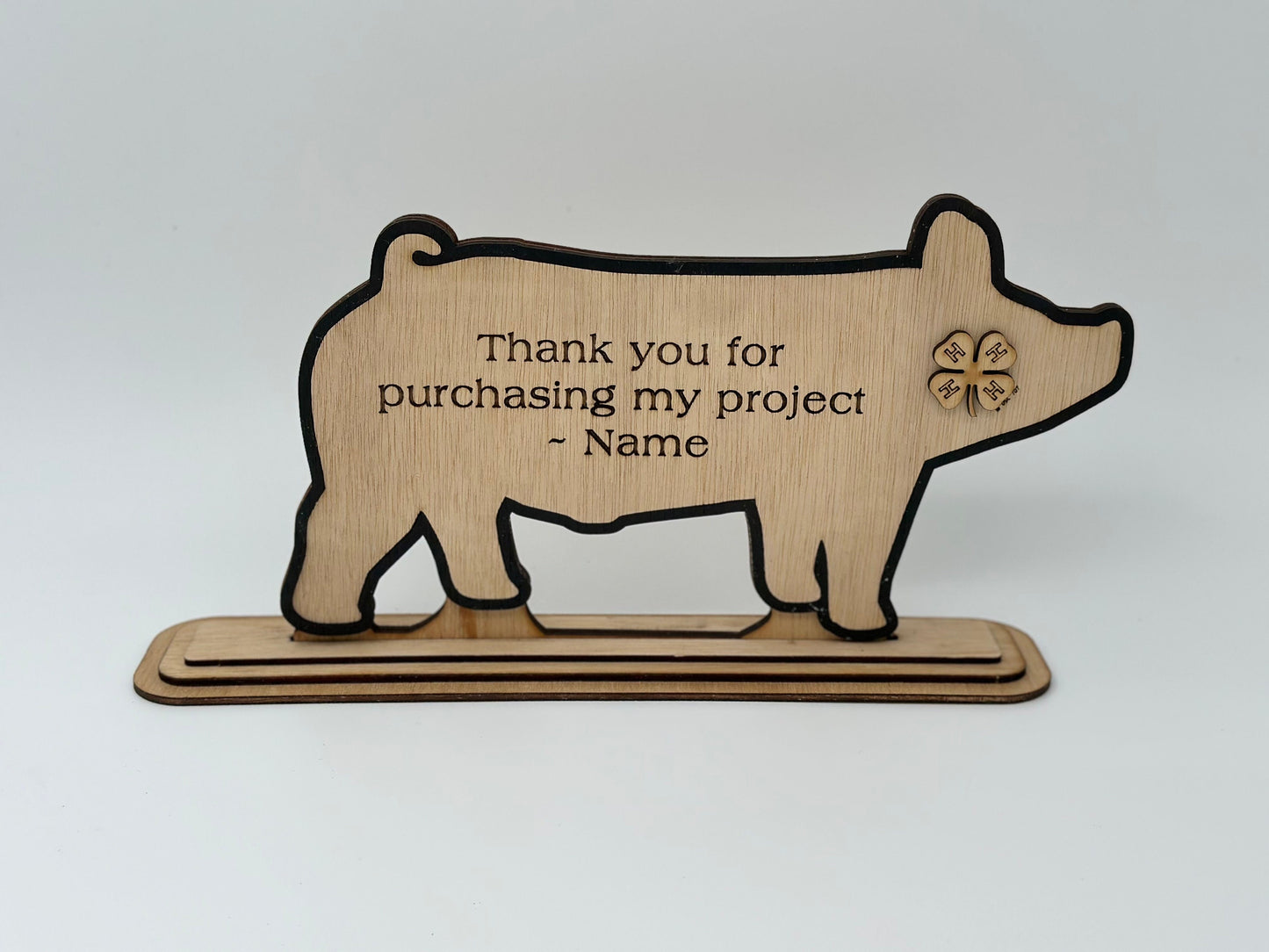 Pig Market Hog Barrow Wooden Buyers Thank You Gift Sponsor Gift for Auctions Perfect County Fair Livestock Show Award Trophy 4H