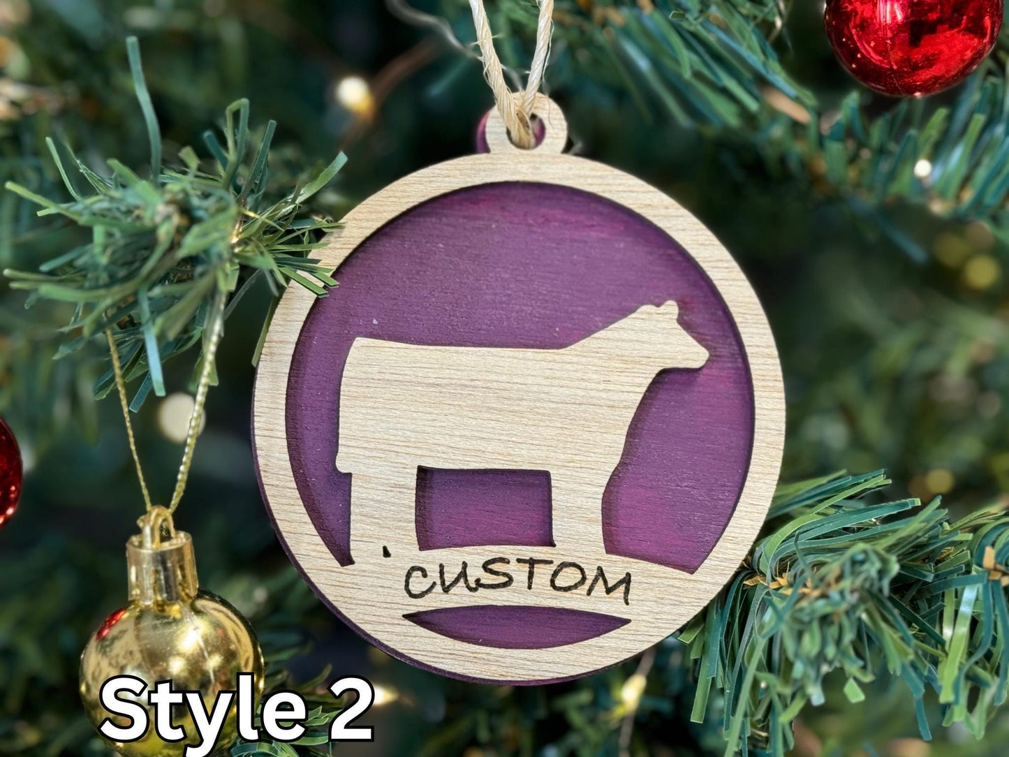 Cattle Ornaments for Christmas, livestock, animal, farm, rustic, wooden, gift idea, award, Cow, Steer, Heifer thank you gift, buyers gift