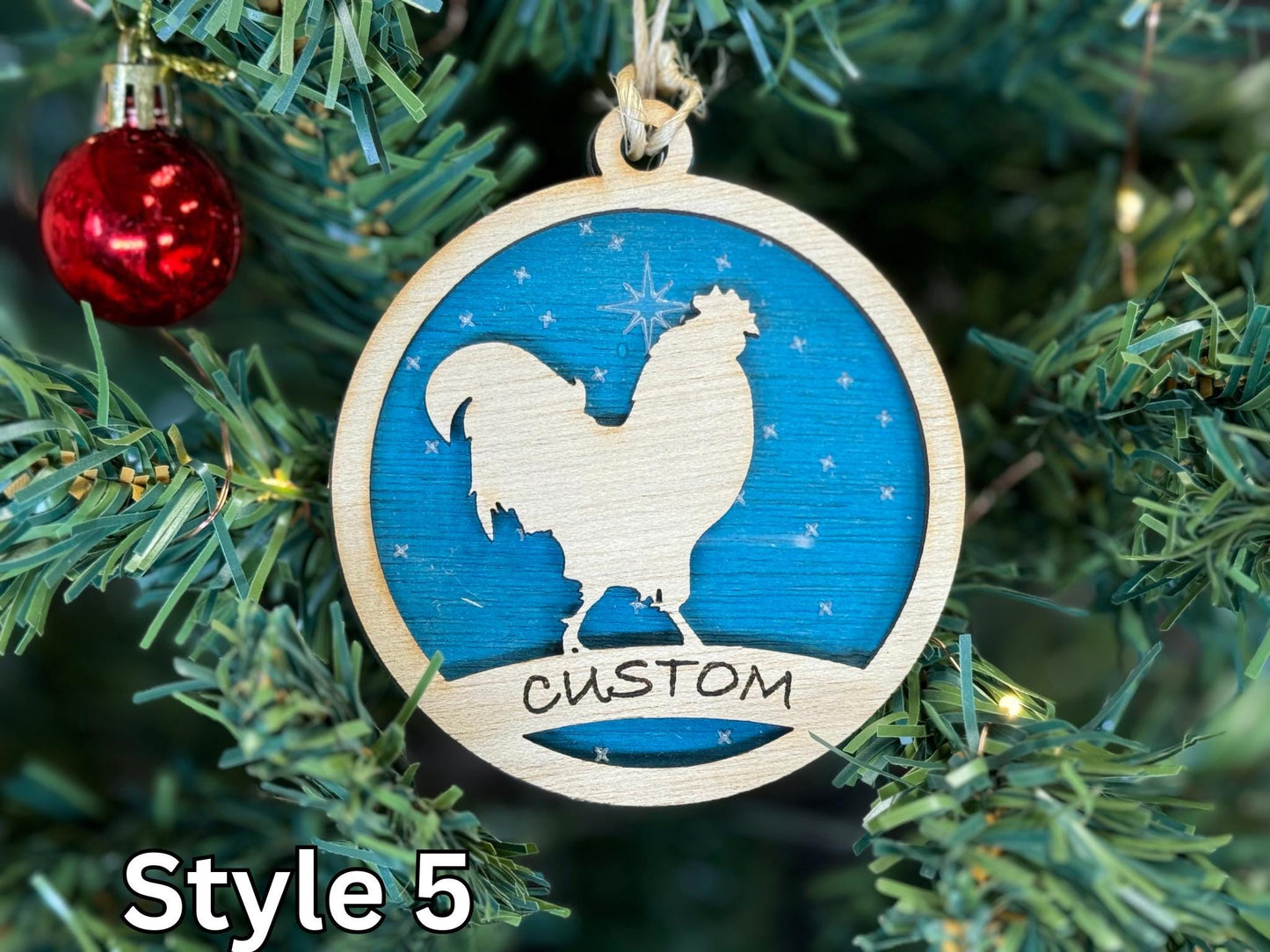 Chicken Ornaments for Christmas, Thank you gift idea, Buyer Gift, or 4H Club, livestock, animal, farm, rustic, wooden