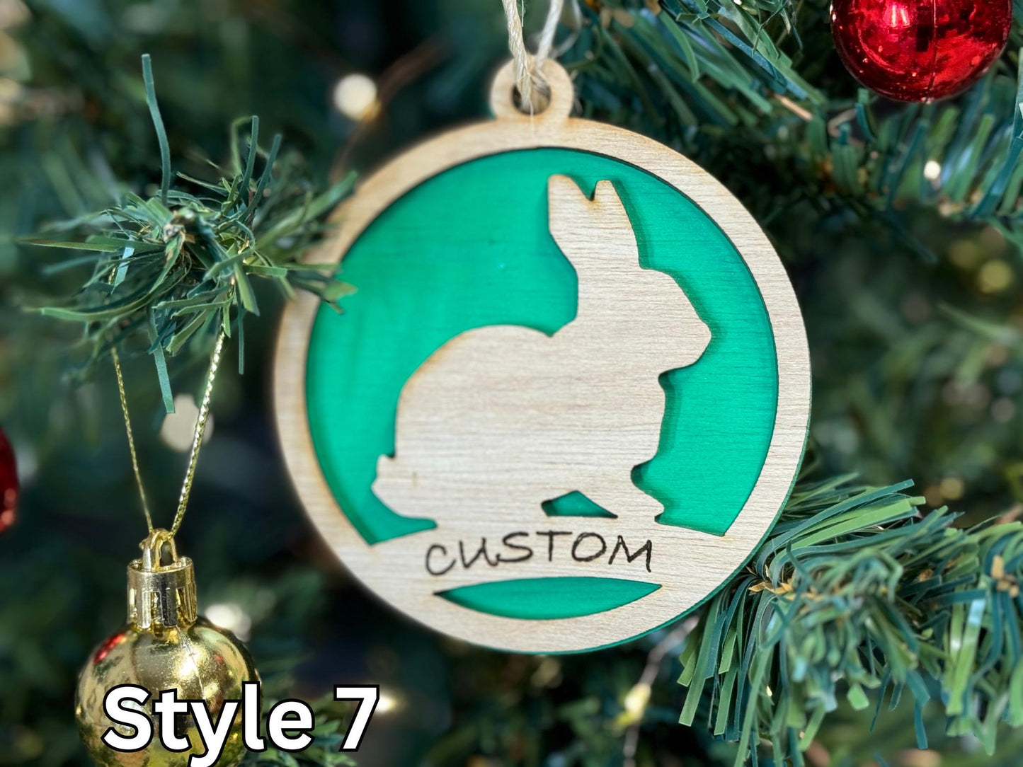 Rabbit Ornaments for Christmas, livestock, animal, farm, rustic, wooden, gift idea, award, thank you gift or buyers gift