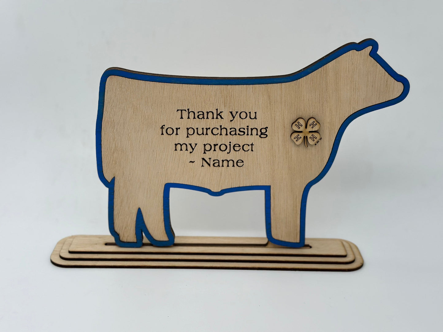 Cattle-Market Steer Handcrafted Wooden Buyers Thank You Gift or Sponsor Gift for Auctions Perfect County Fair Junior Livestock Show Award Trophy 4H