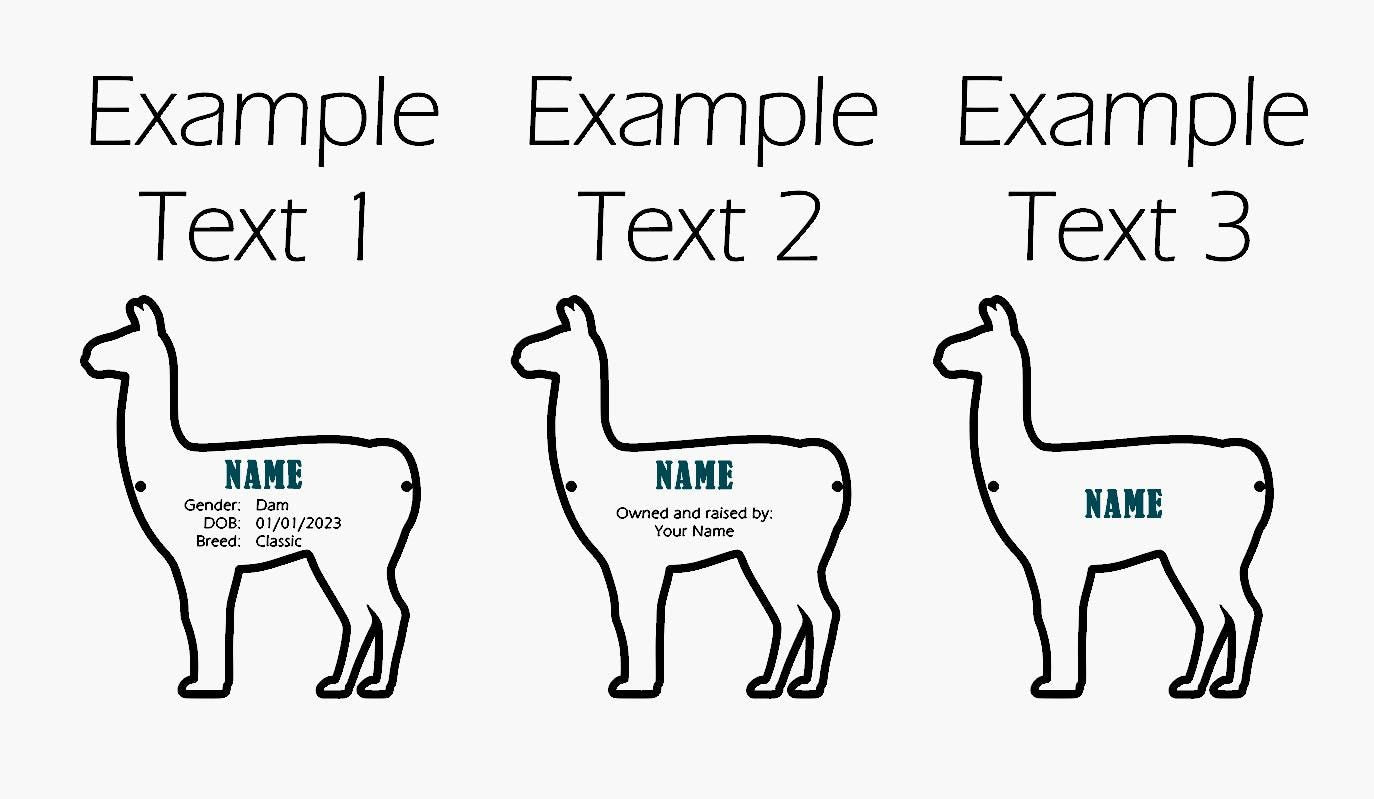Llama Stall tag or name plate label for fairs and livestock shows