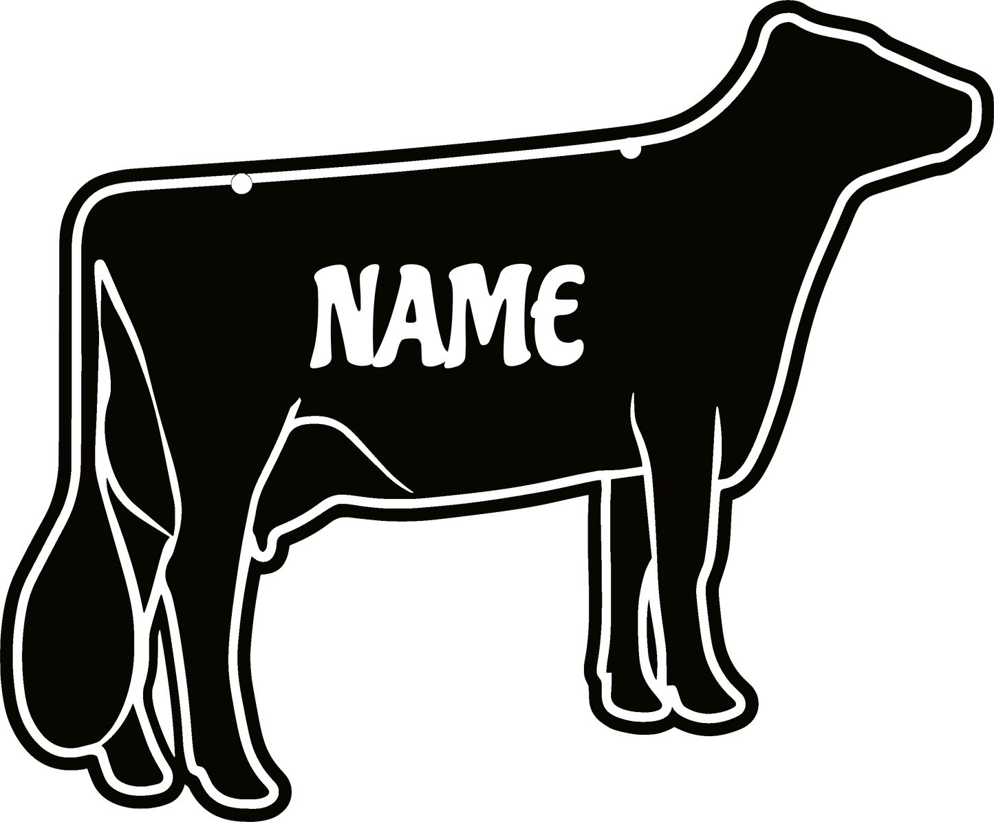 Dairy Cow stall sign made from acrylic plastic customizable