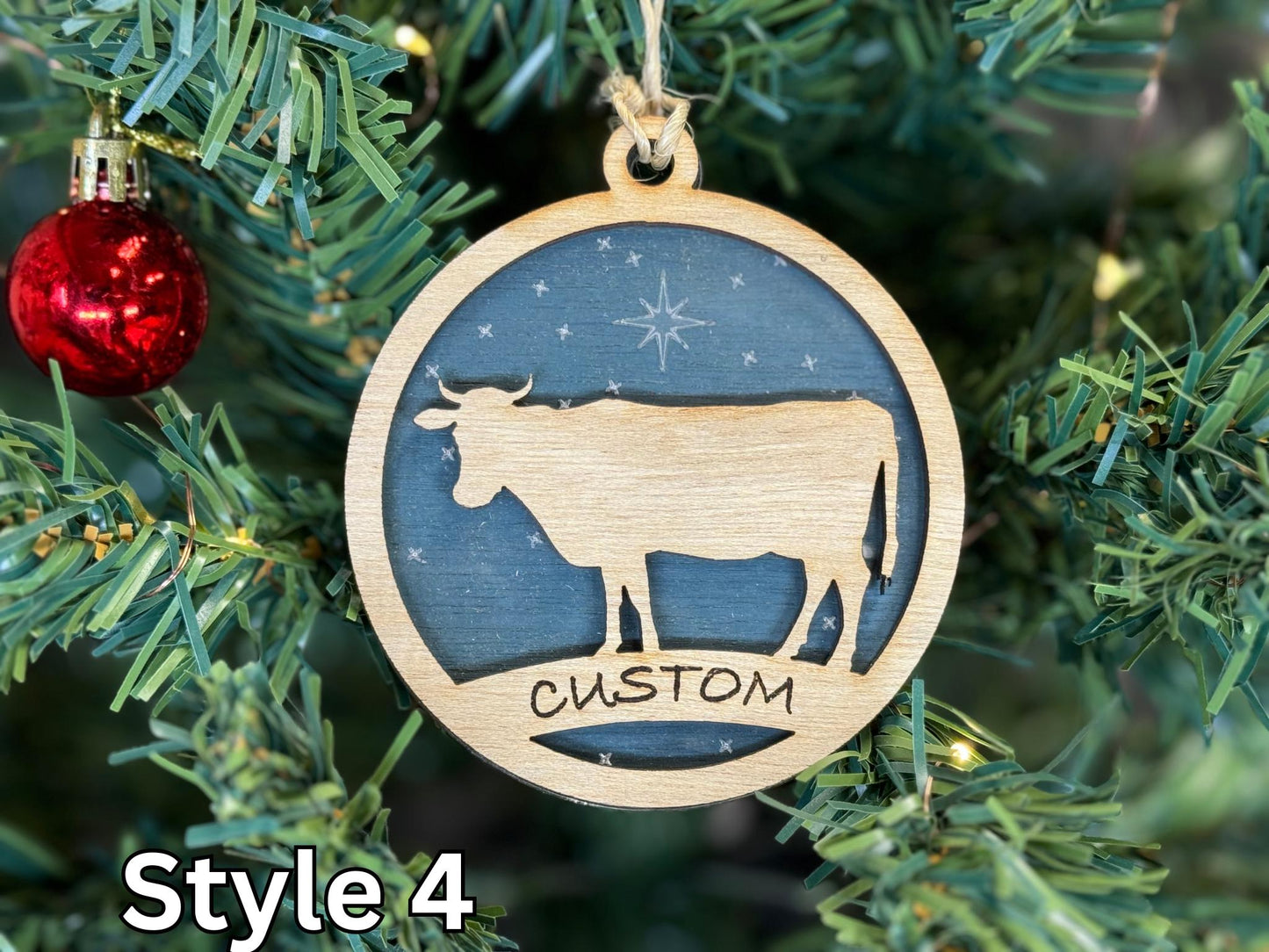 Cattle Ornaments for Christmas, Thank you gift idea, Buyer Gift, or 4H Club, livestock, animal, farm, rustic, wooden steer heifer cow