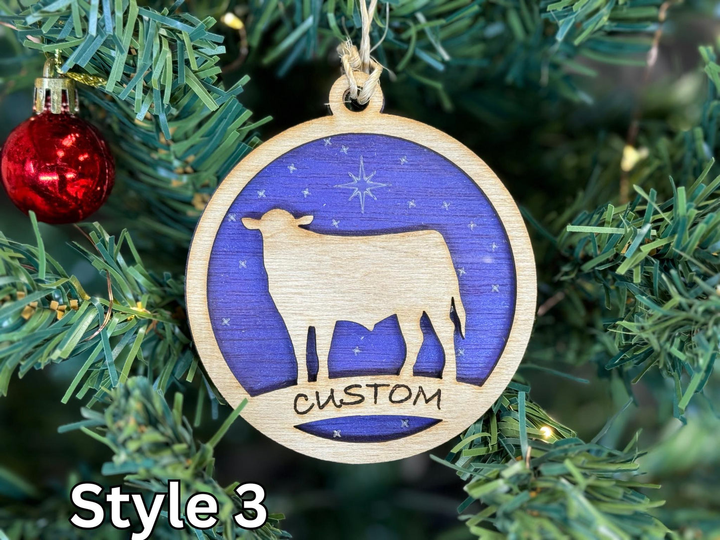 Cattle Ornaments for Christmas, Thank you gift idea, Buyer Gift, or 4H Club, livestock, animal, farm, rustic, wooden steer heifer cow