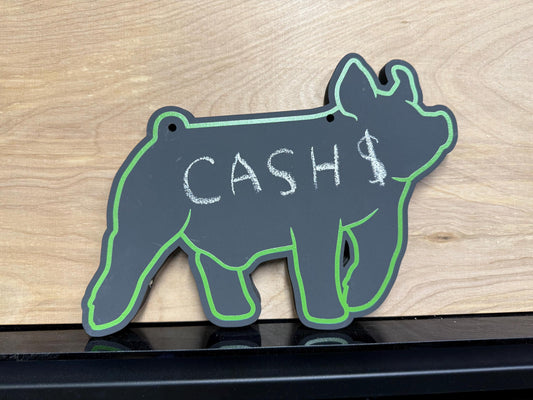 Chalk hog stall sign for livestock shows or county fairs market hog pig barrow