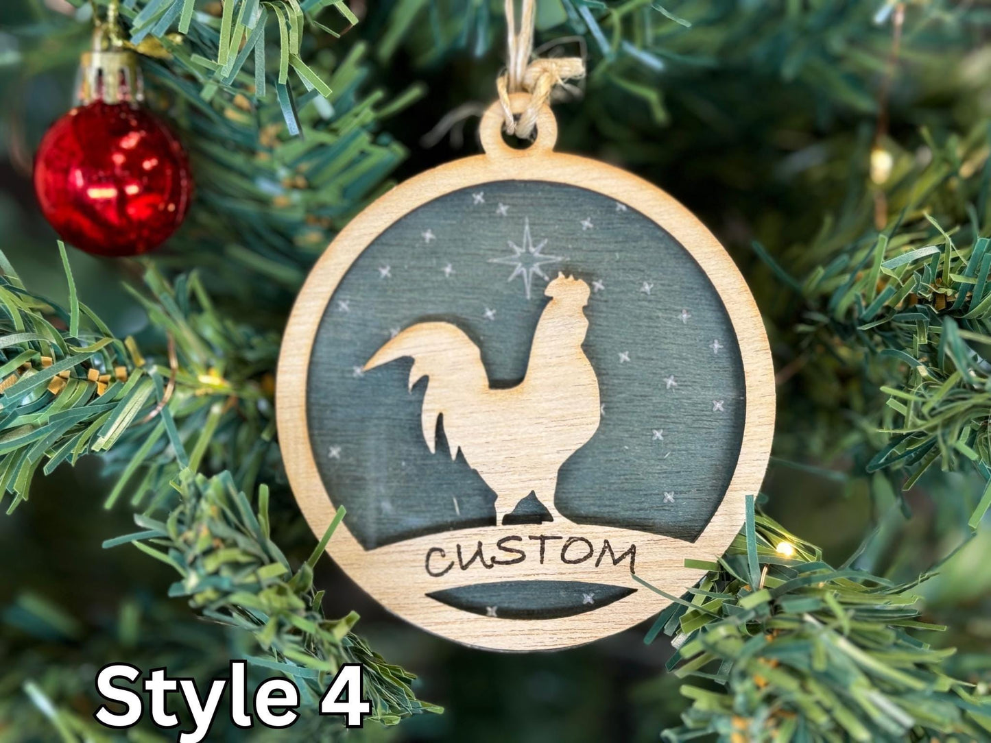 Chicken Ornaments for Christmas, Thank you gift idea, Buyer Gift, or 4H Club, livestock, animal, farm, rustic, wooden