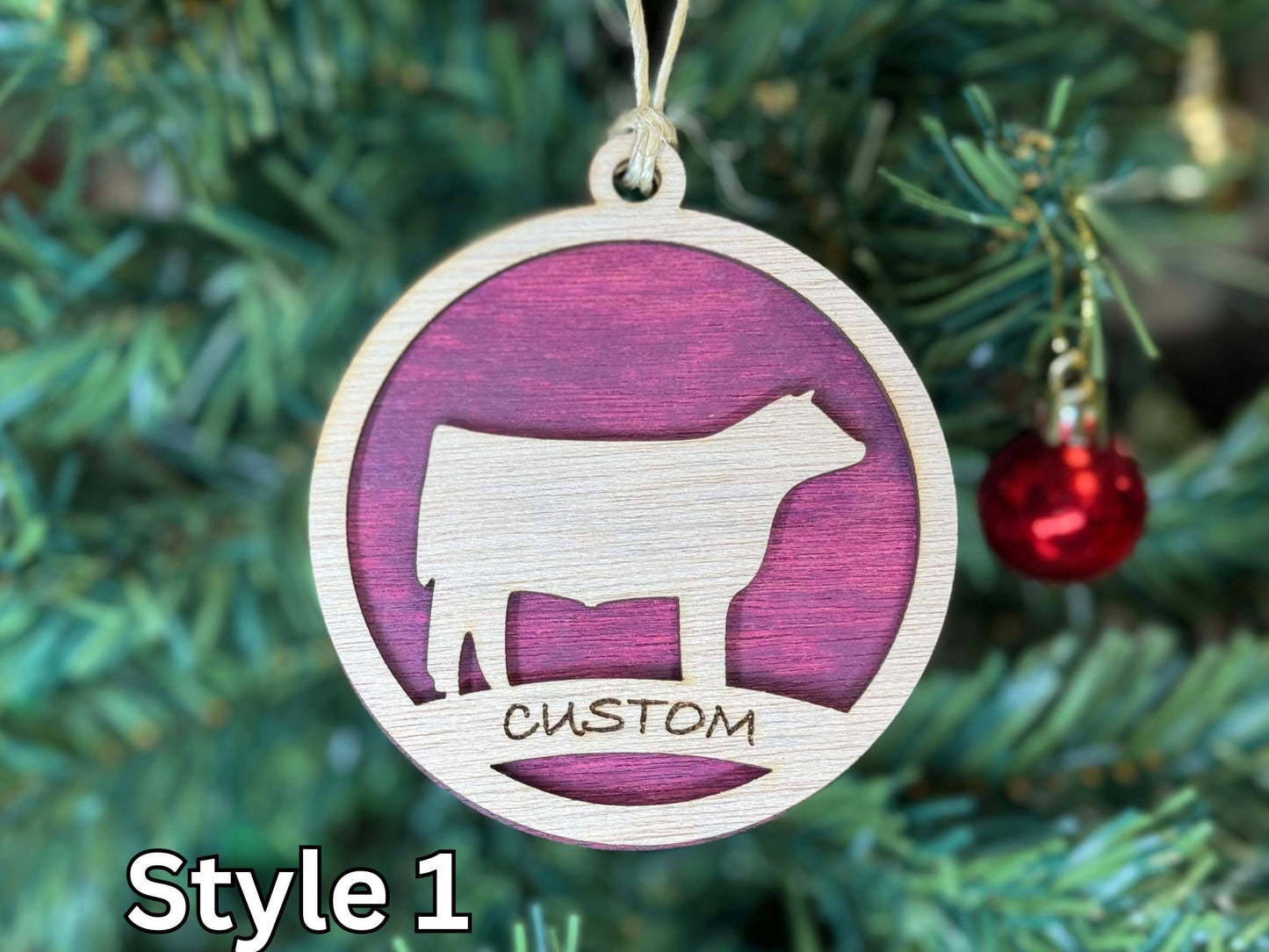 Cattle Ornaments for Christmas, livestock, animal, farm, rustic, wooden, gift idea, award, Cow, Steer, Heifer thank you gift, buyers gift