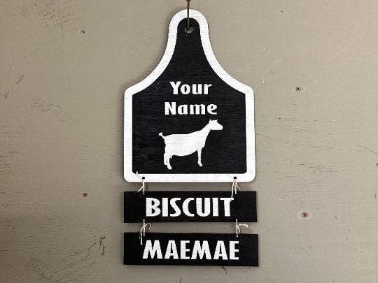 Custom Farm Animal Stall Name Tag: 4-H Livestock Show, Home Farm