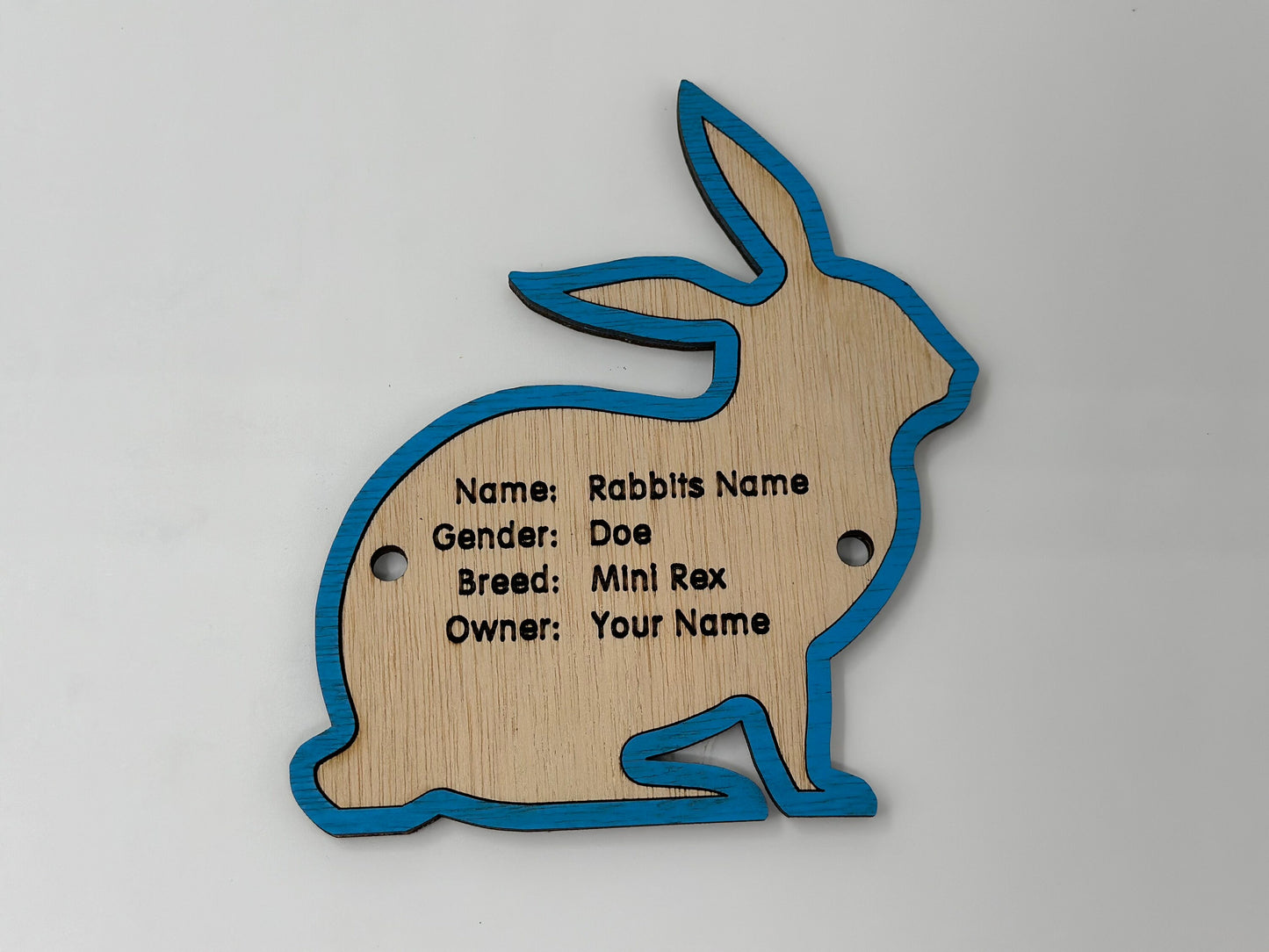 5" Rabbit cage tag pen stall name plate label for livestock shows bunny hutch